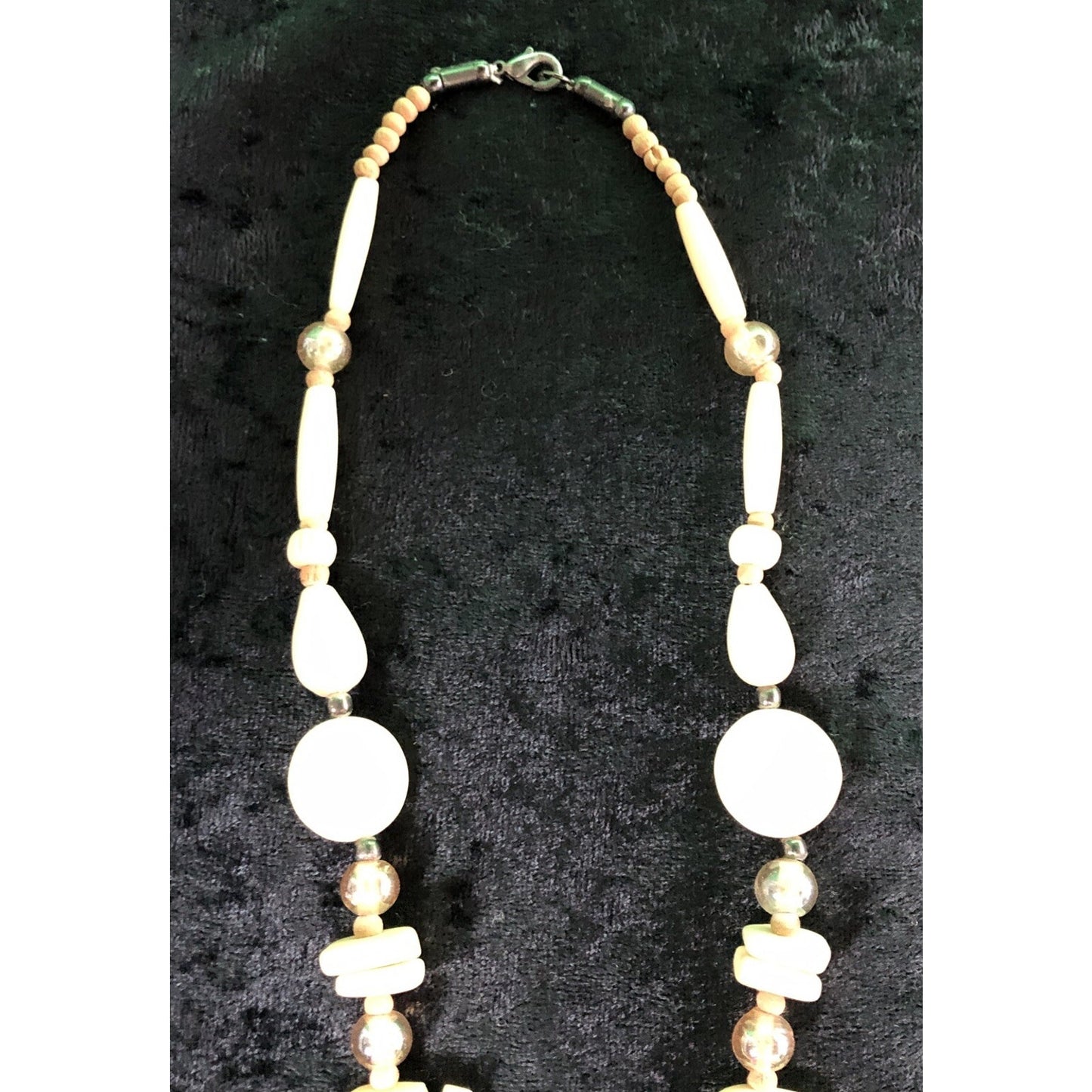 Vintage Lucky Elephant Carved Bead Necklace 22”