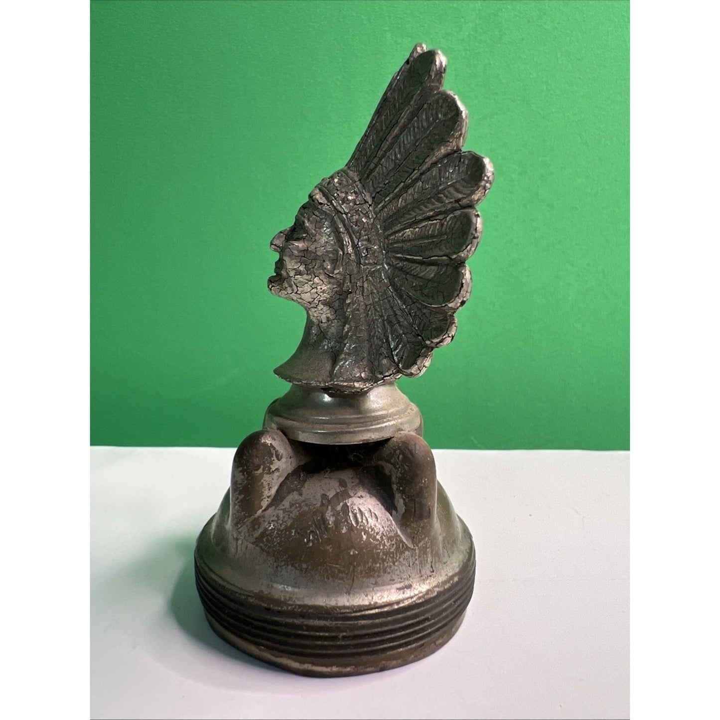 Vintage Metal Indian Chief Radiator Cap Hood Ornament Pontiac Rat Rod No Marks