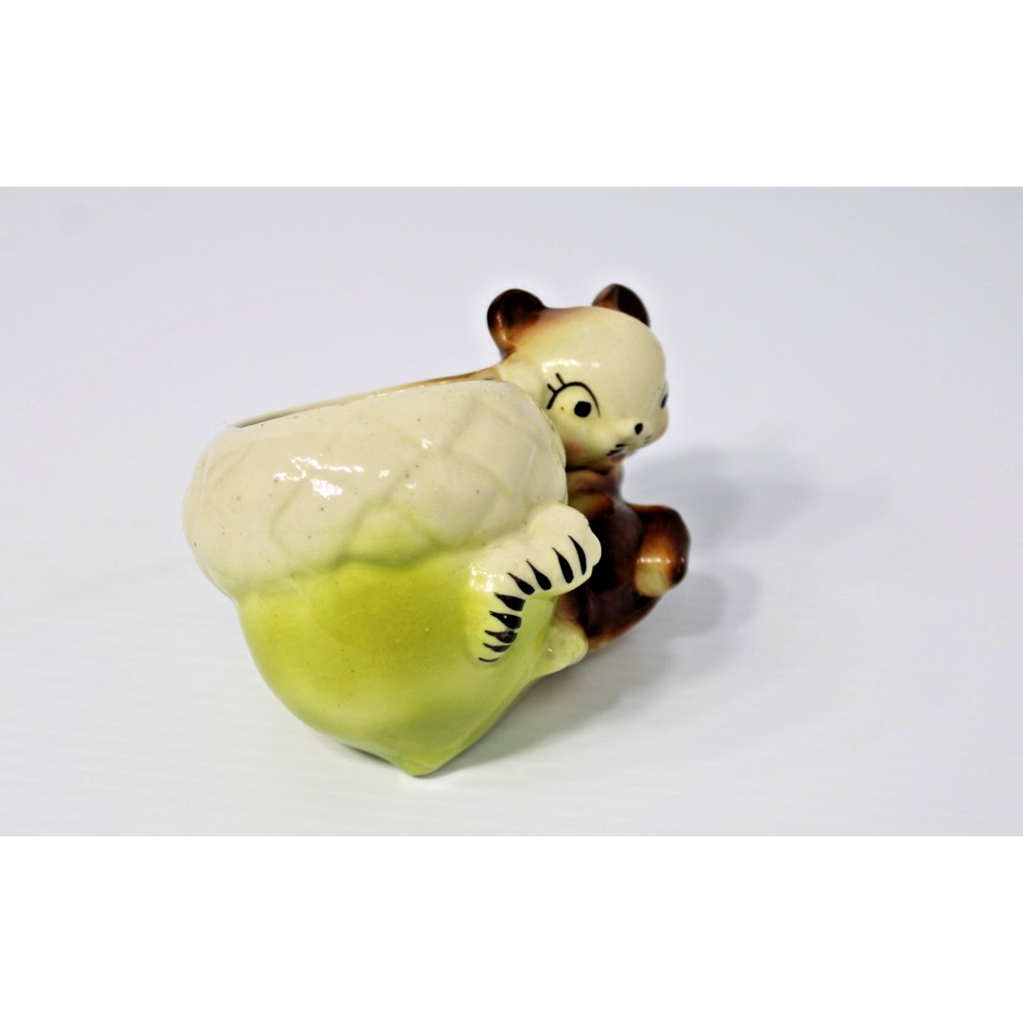 Kitschy 1950s Squirrel Planter w/ Acorn & Worm, Figural Forest Friends- Fun!