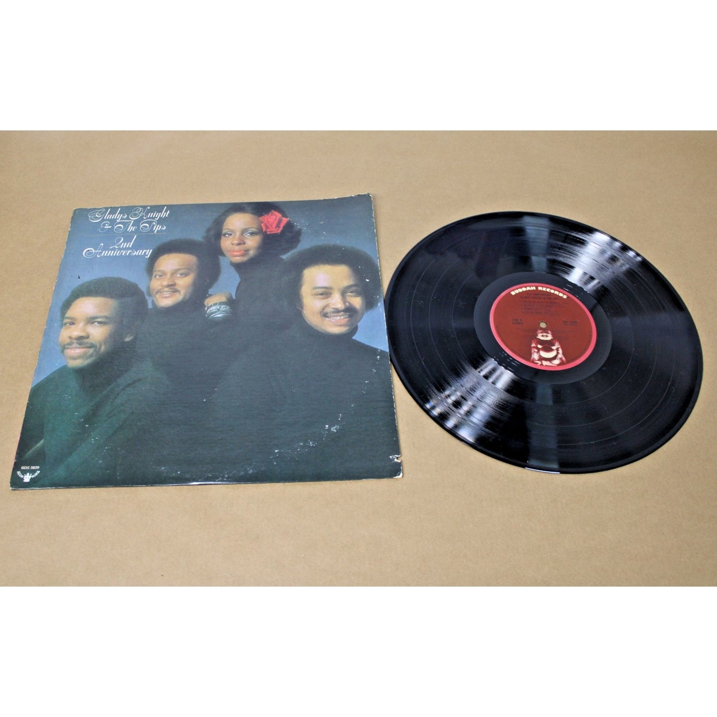 1975 Gladys Knight and the Pips- 2nd Anniversary Record Vinyl LP w/ Poster