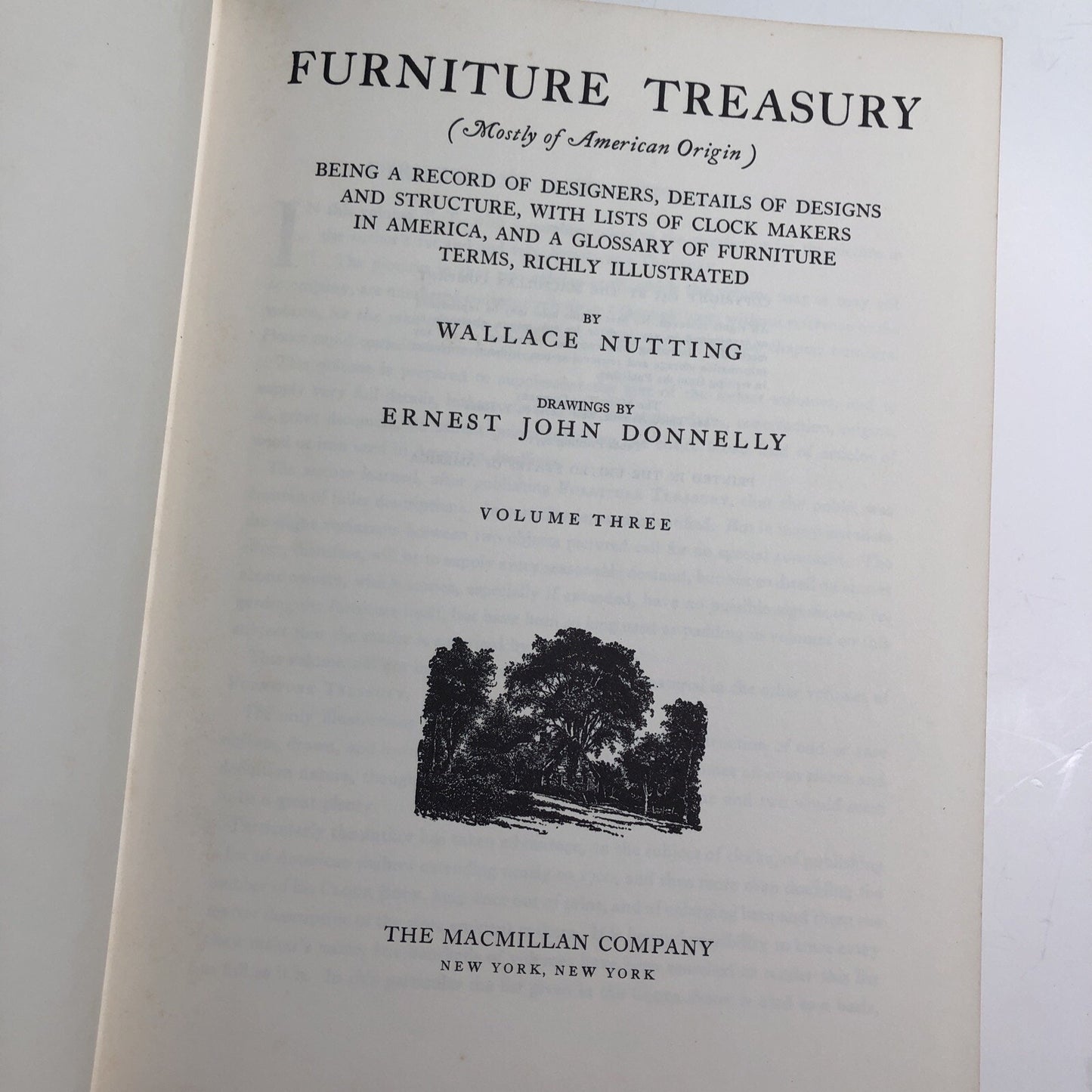 FURNITURE TREASURY VOL III by W. NUTTING HB DJ ILLUST. 1933 10th Printing 1971