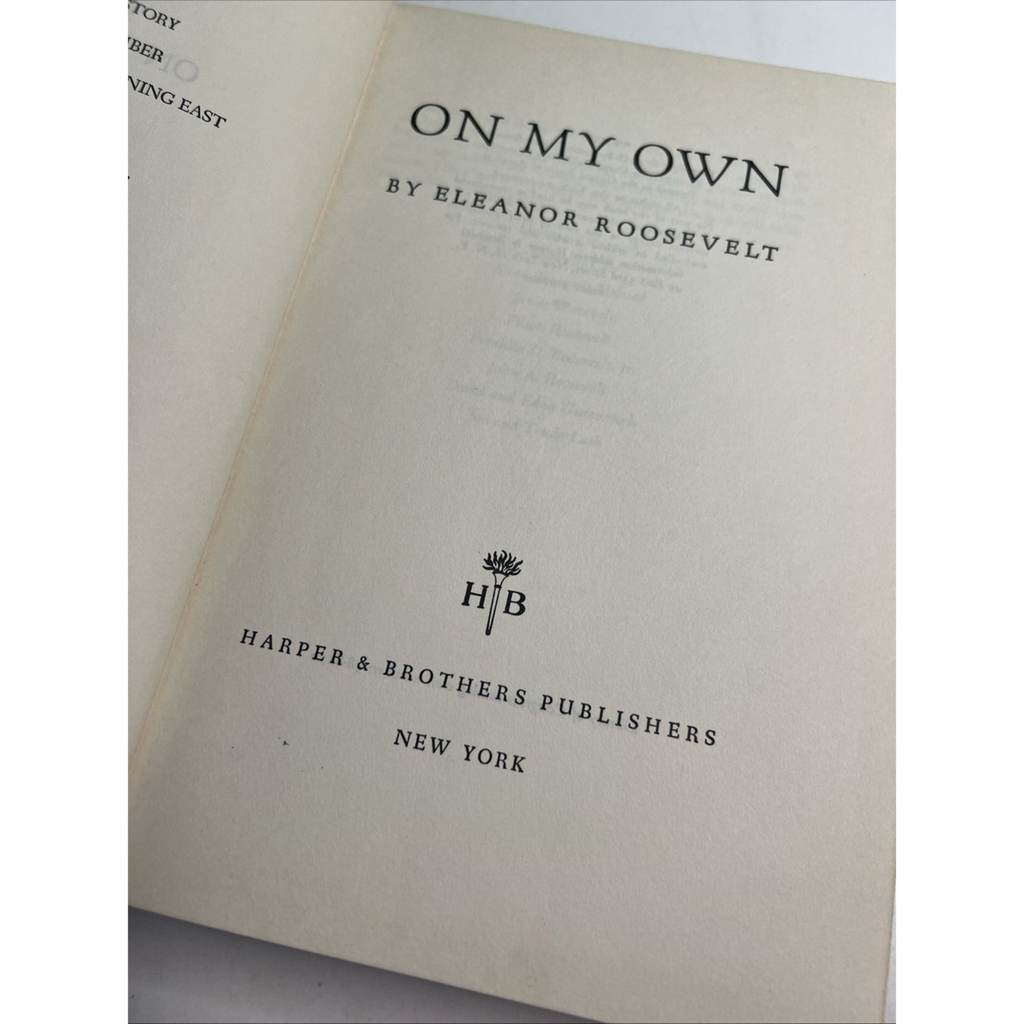 1st Edition Eleanor Roosevelt On My Own The Years Since 1958 HC DJ Illustrated