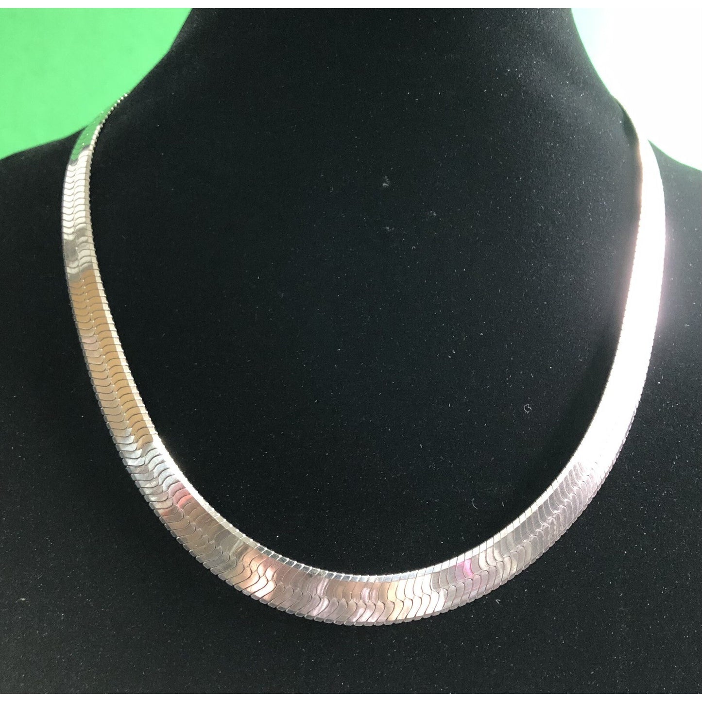 Fabulous Sterling Silver Herringbone Statement Necklace Chain 925 Italy 19”