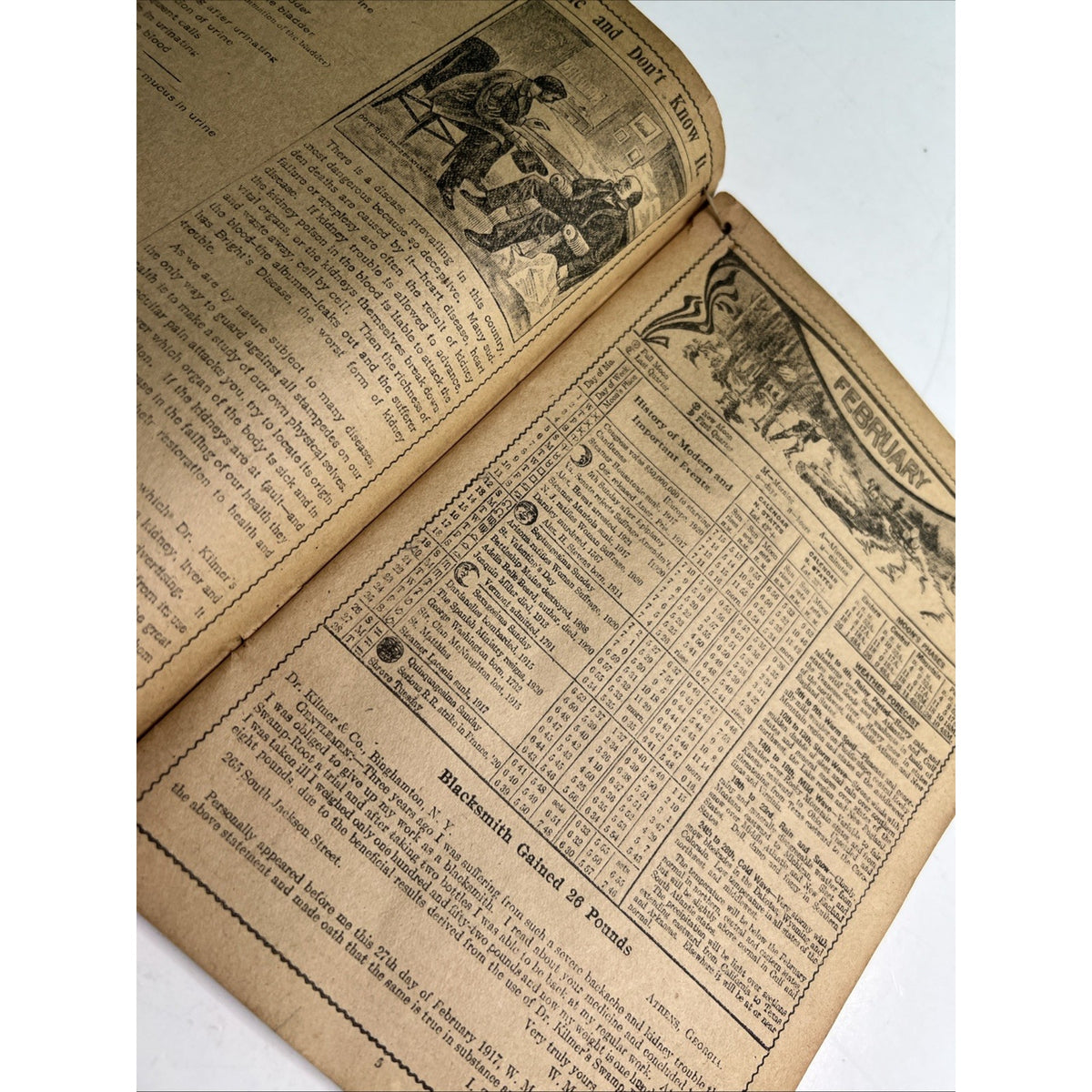 1922 Swamp-Root Almanac Weather Forecasts Dr. Kilmer & Co Advertisement Medicine