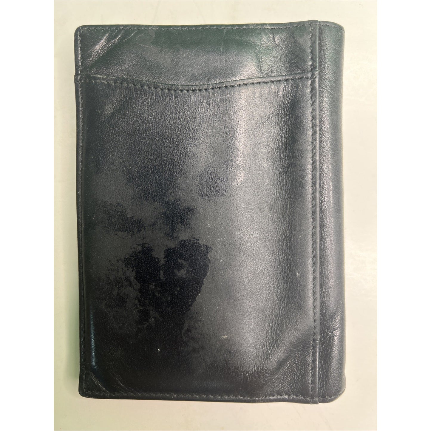 Black Leather Bifold Mens Wallet by Business Centurion Green Interior