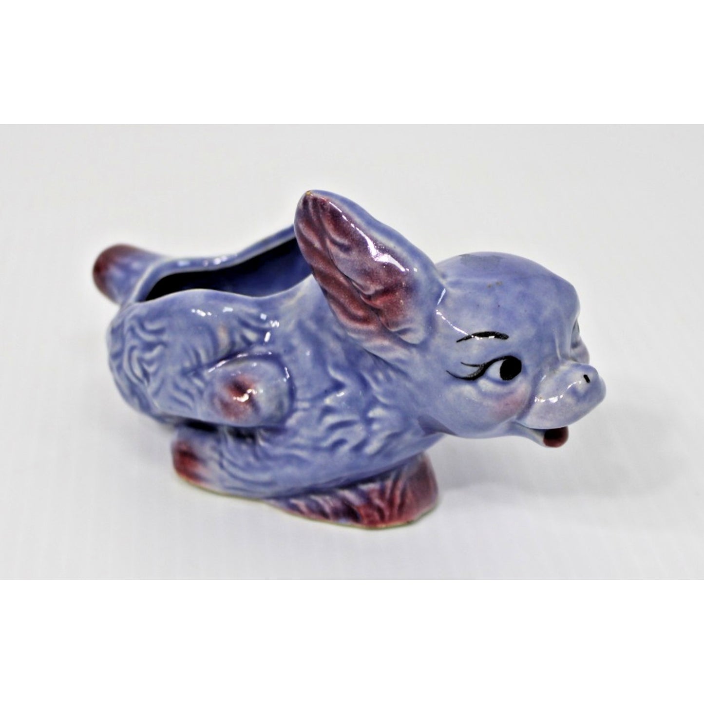 Vintage Shawnee Pottery Small Running Puppy Planter, Blue Dog, Kitschy!