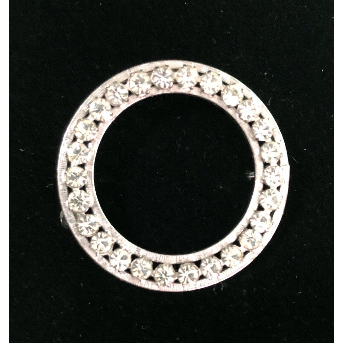 Vintage Stamped CA CARL ART Arrow Sterling Silver Rhinestones CIRCLE BROOCH Pin