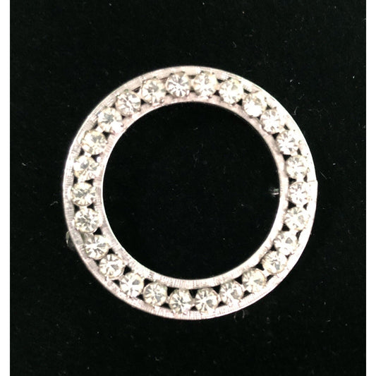 Vintage Stamped CA CARL ART Arrow Sterling Silver Rhinestones CIRCLE BROOCH Pin