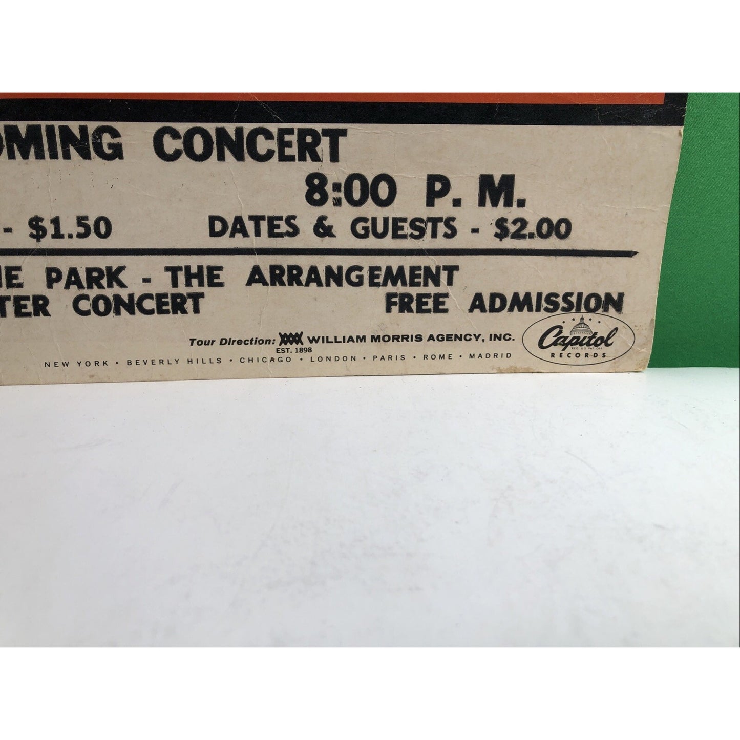 Vtg THE LETTERMEN 1970 Original Tour Poster Homecoming Concert Capitol Records