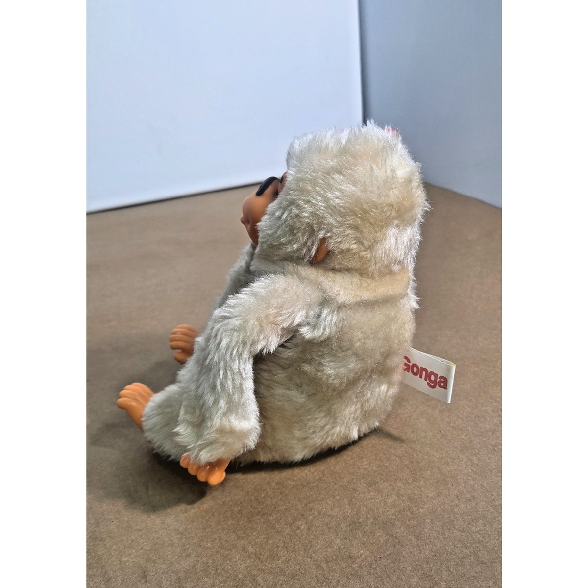 Vintage Russ Berrie White Gonga Gorilla Plush - Rare "Albino" Heart Thumb Sucker