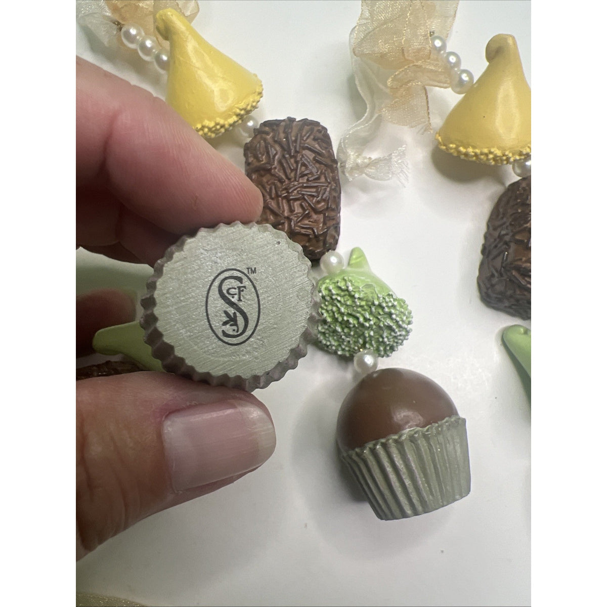 (3) Chocolate Candy Christmas Ornaments Seasons Of Cannon Falls Bon Bons Kisses