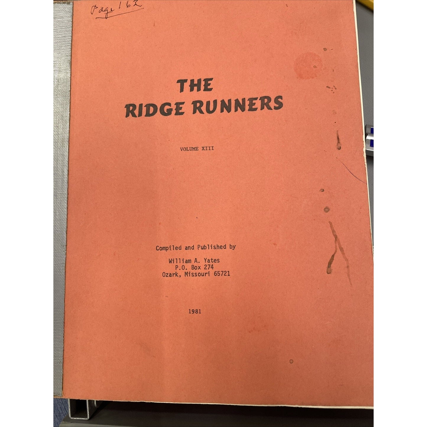 Ridge Runners Volume X111 1981 William Yates Genealogy Pedigree Family Record
