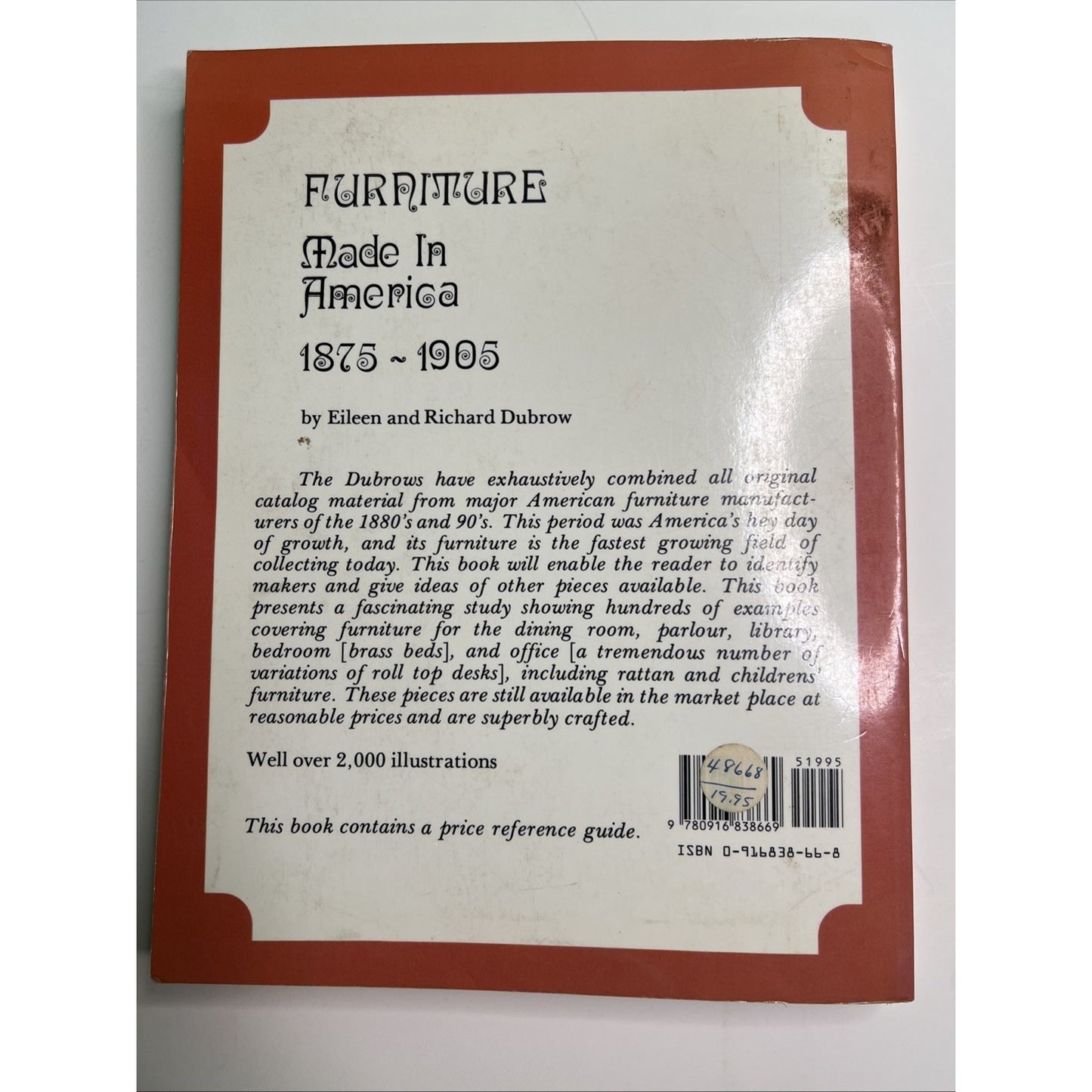 Furniture Made in America 1875-1905 Paperback Richard & Eileen Dubrow 1982 PB