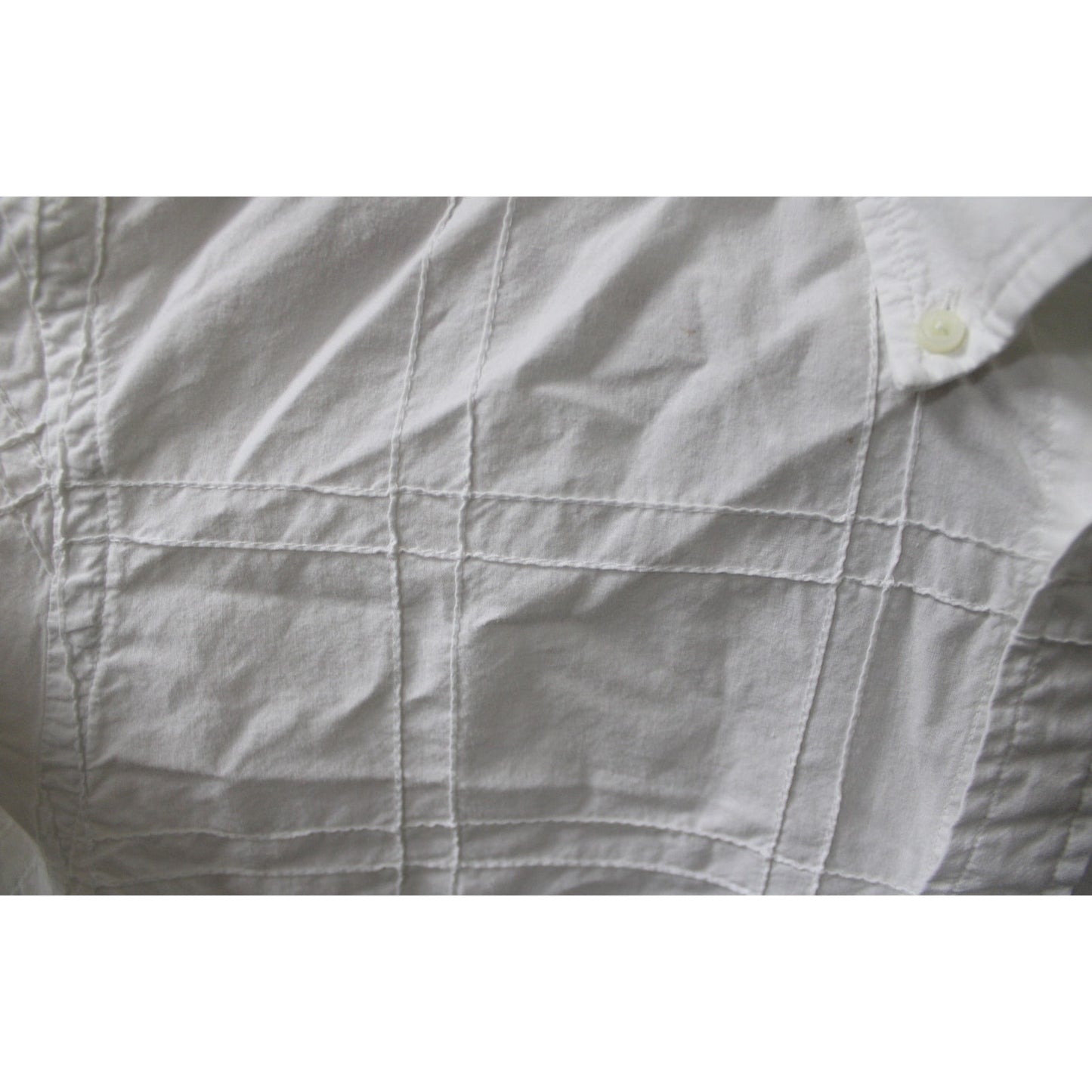 Orvis Men's Sz L White Textured Grid Stitch Long Sleeve Cotton Button Up Shirt