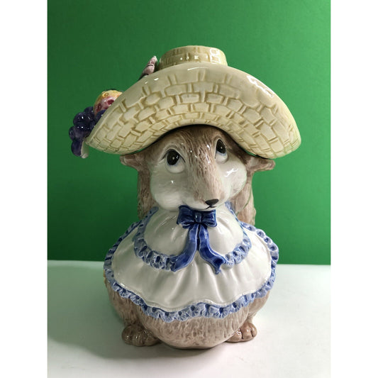 "Miss Squirrel" 1991 FITZ & FLOYD Biscuit Candy Or Small Cookie Jar 8" Tall Mint