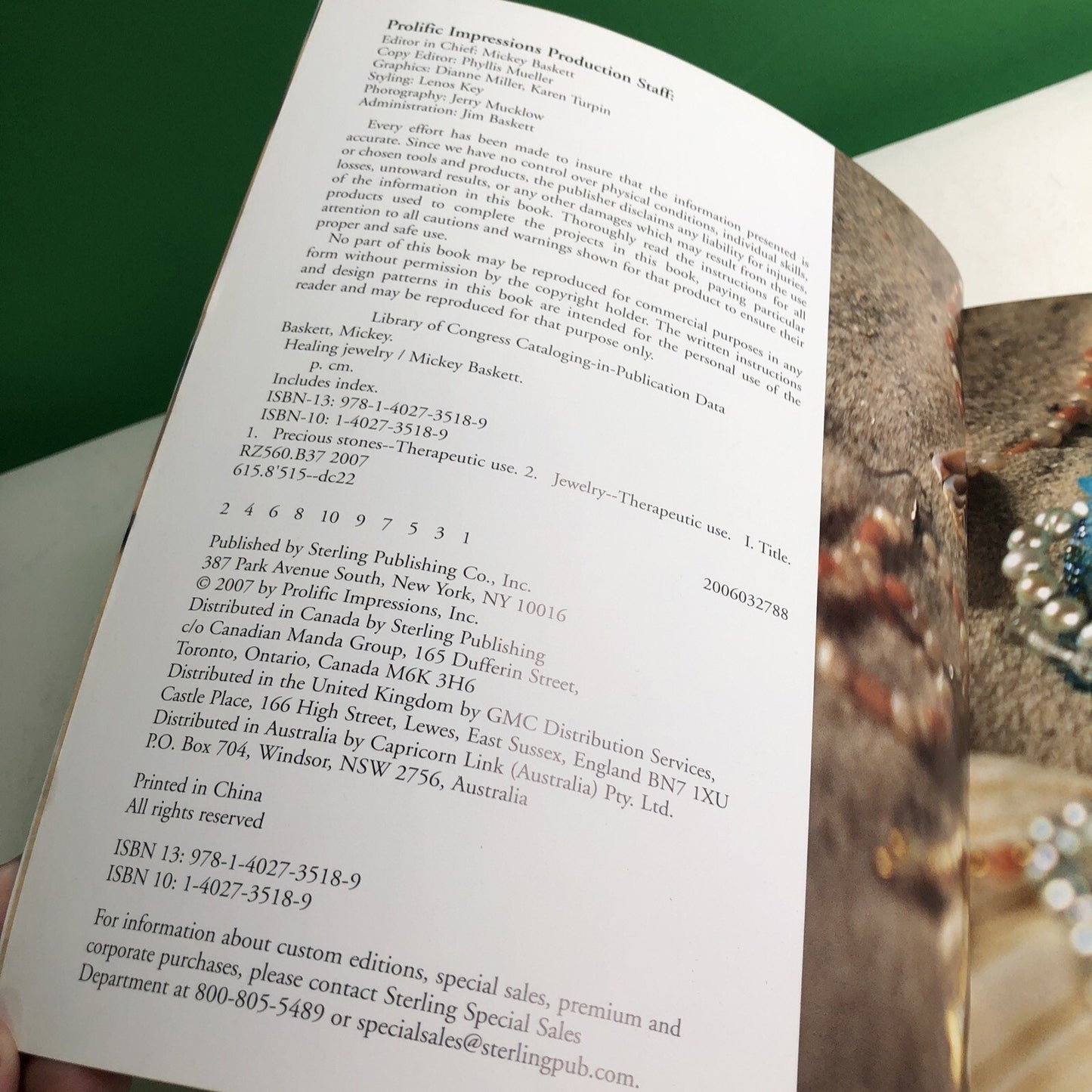 Healing Jewelry Using Gemstones For Health And Well-Being by MICKEY BASKETT 2007