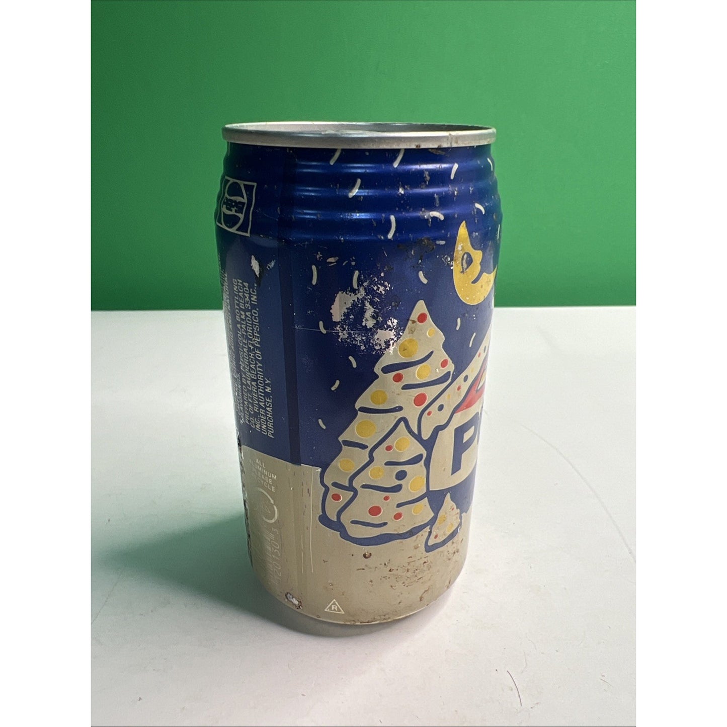 Vintage PEPSI 12 oz EMPTY CAN Winter Holiday House Design 1990's