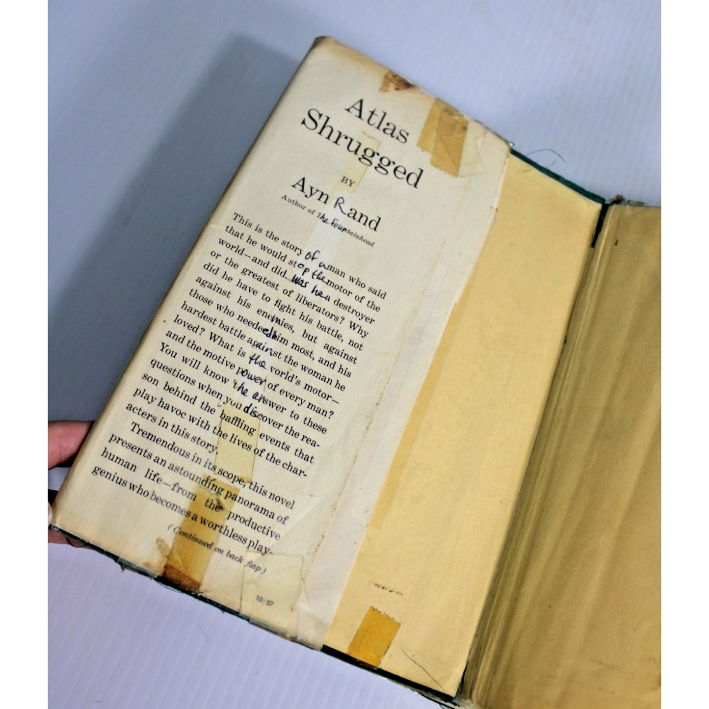 1957 Ayn Rand- Atlas Shrugged 1st Ed/6th Printing Dust Jacket Ex Library US Army