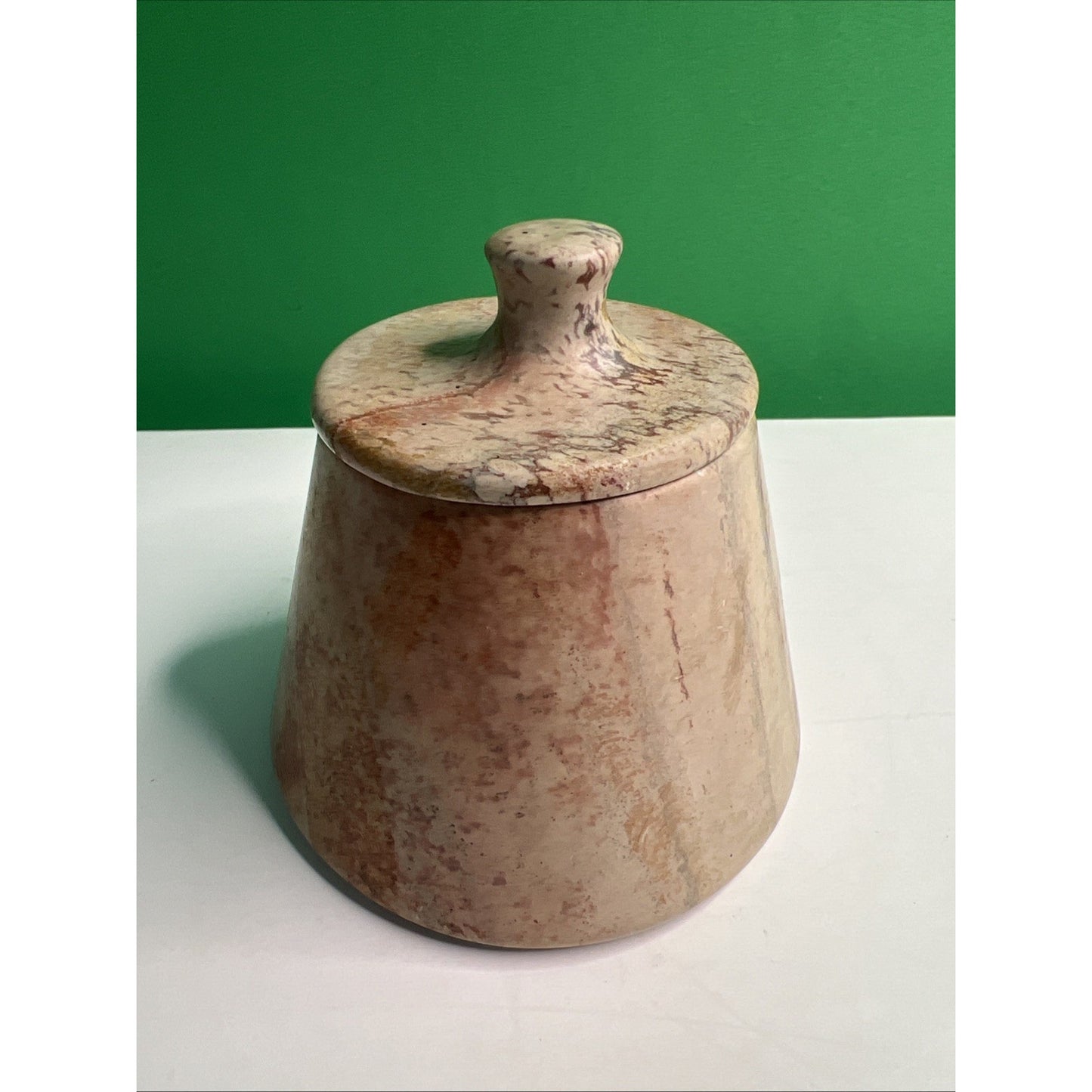 Carved Soapstone Small Jar Trinket Vanity Natural Stone with Lid