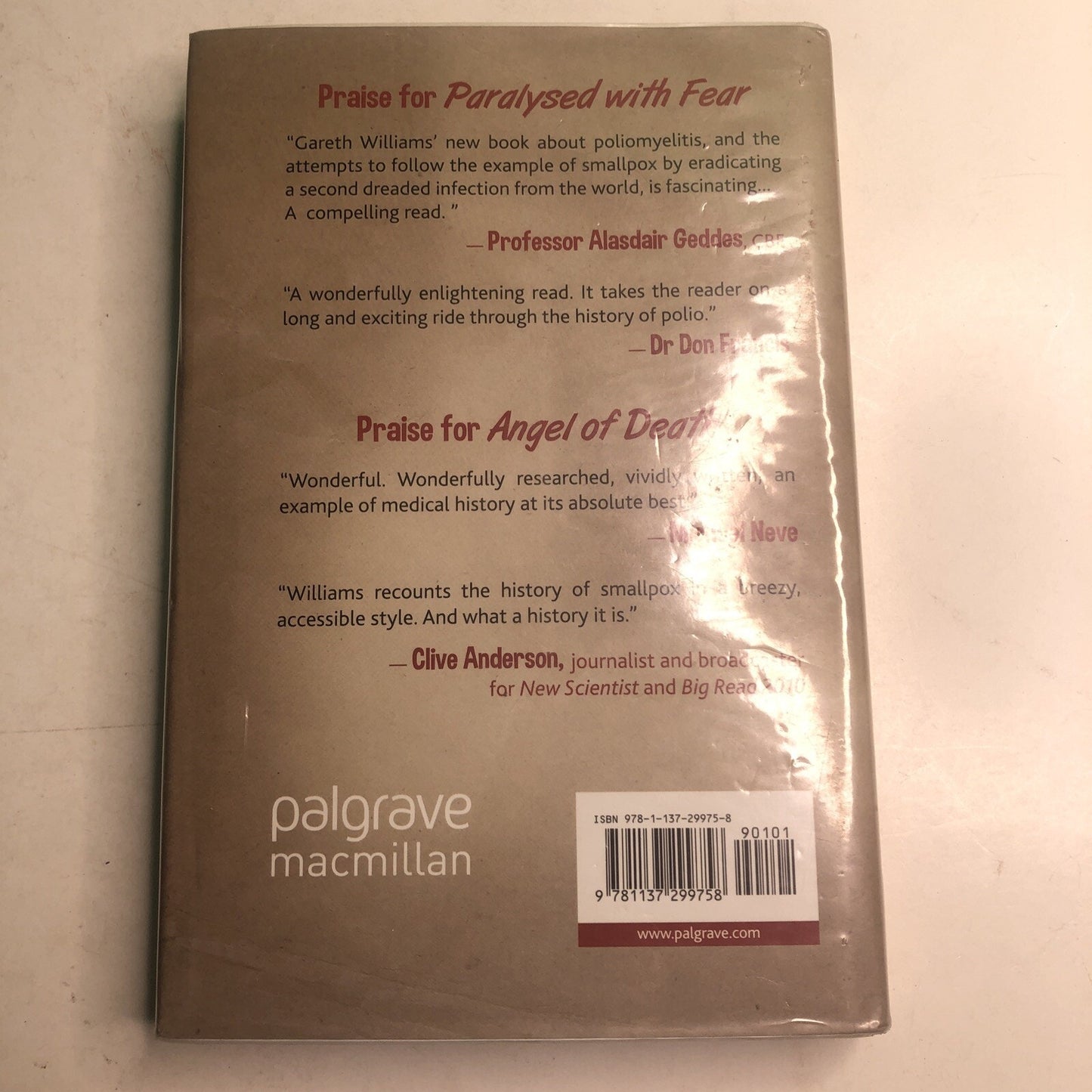 PARALYSED WITH FEAR THE STORY OF POLIO By Gareth Williams Hardcover Dust Jacket