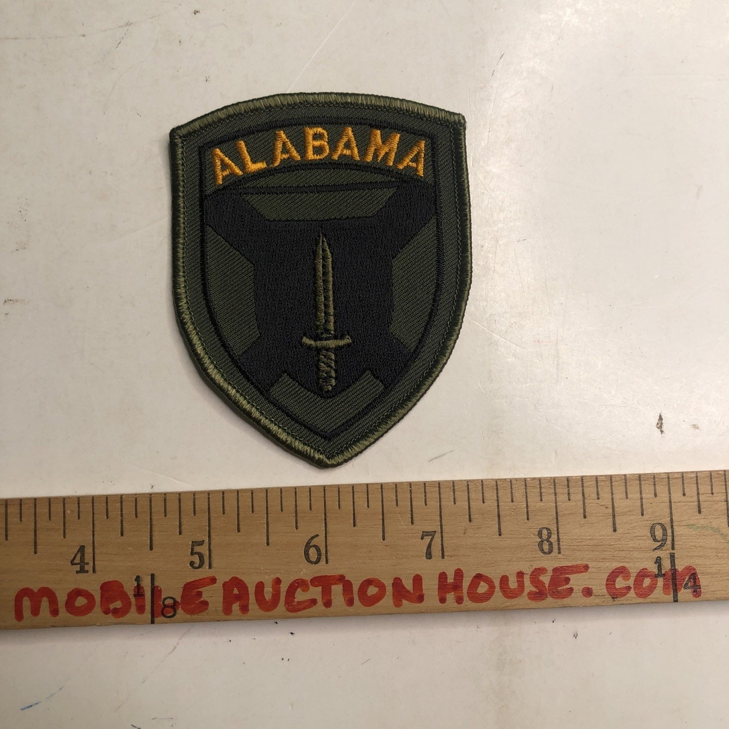 ARMY Emdroidered Patch, ALABAMA STATE GUARD Sword OD (Olive Drab) Green 3.5”