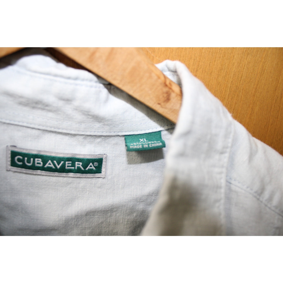 Cubavera Men's XL Short-Sleeve Linen-Blend Guayabera-Style Camp Shirt Blue