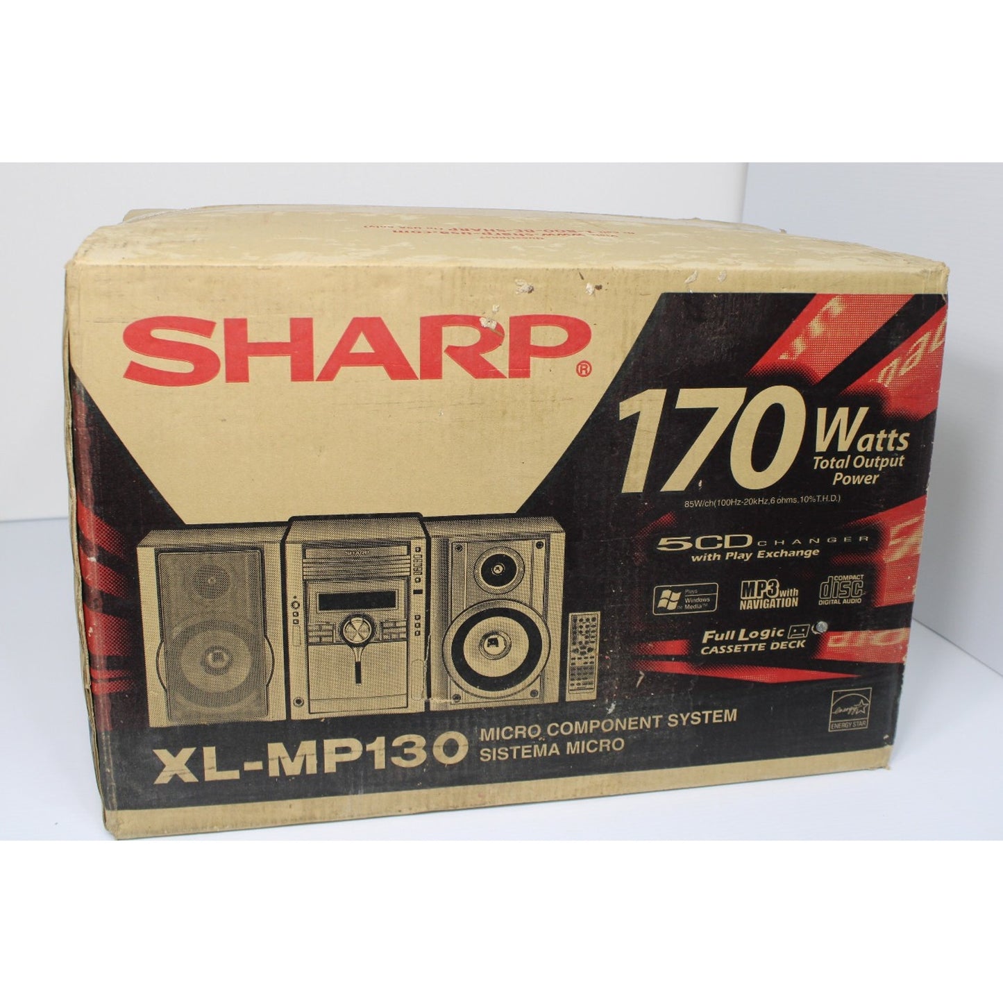 Sharp XL-MP130 Micro Component System 5-CD Changer Cassette AM/FM- NEW Old Stock