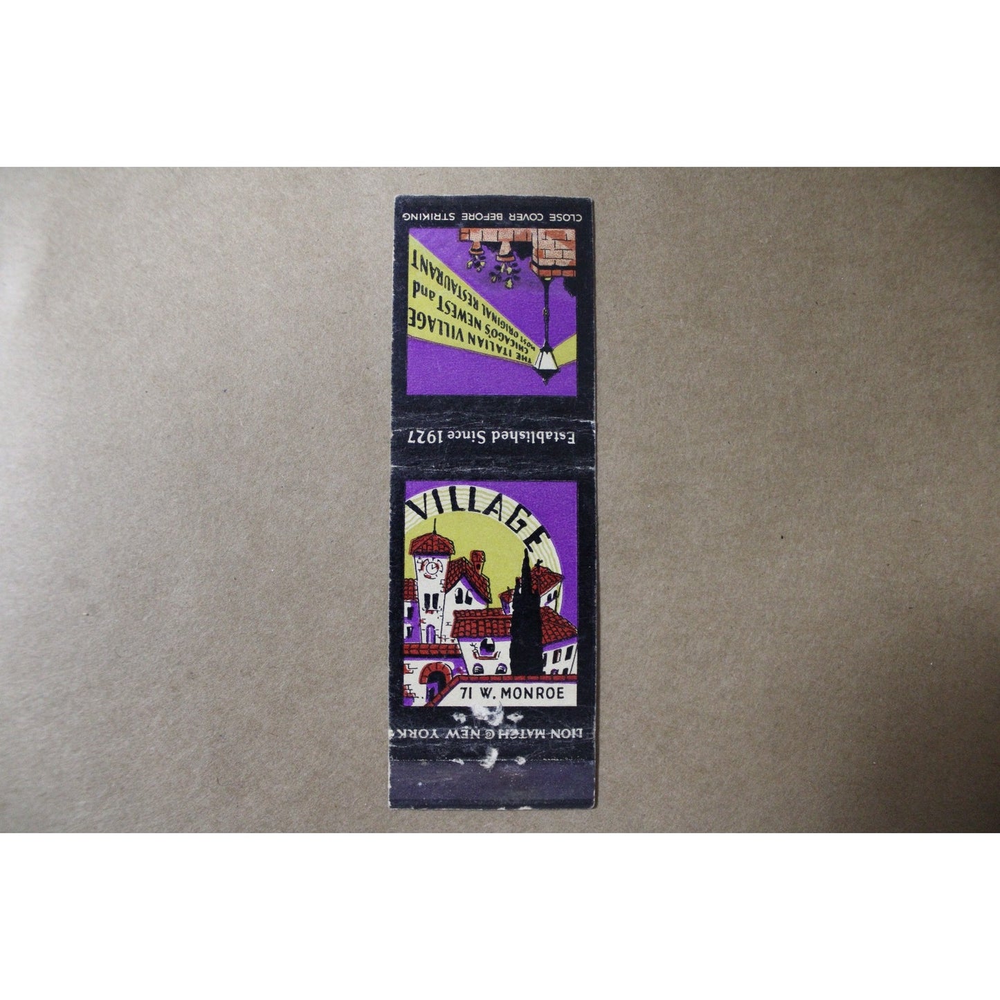 Vintage Mid Century Matchbook The Italian Village Chicago Illinois
