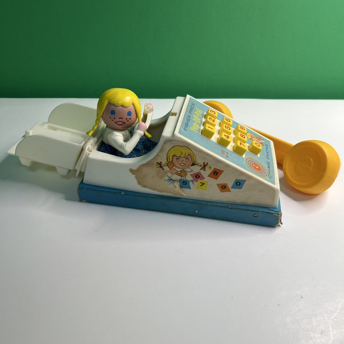 Vintage 1968 Fisher Price Pop Up Pal Chime Phone #150 Toy Telephone