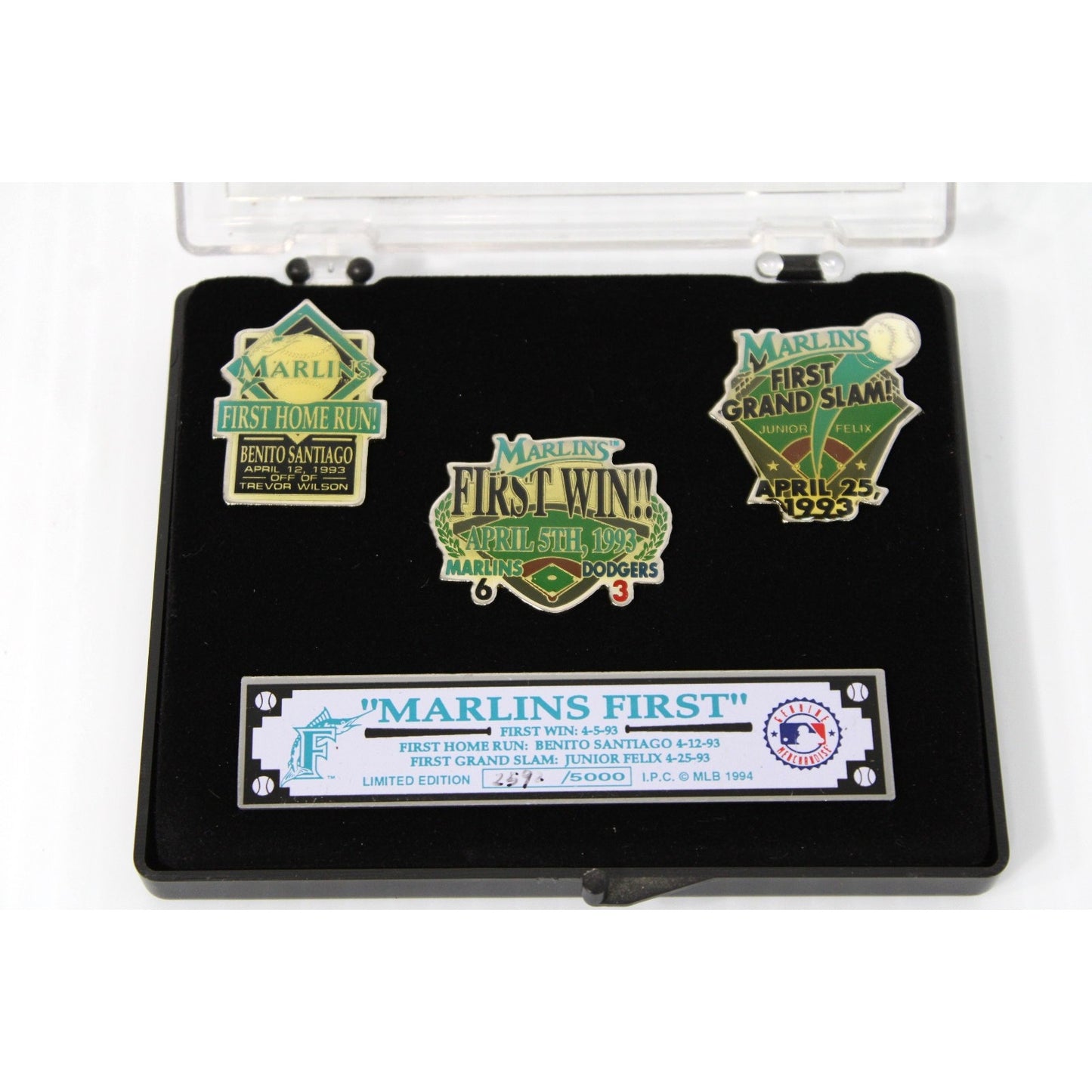 1993 Florida Marlins First Win Pin Tack Set of 3 LMTD Edition 2592/5000 4-5-93