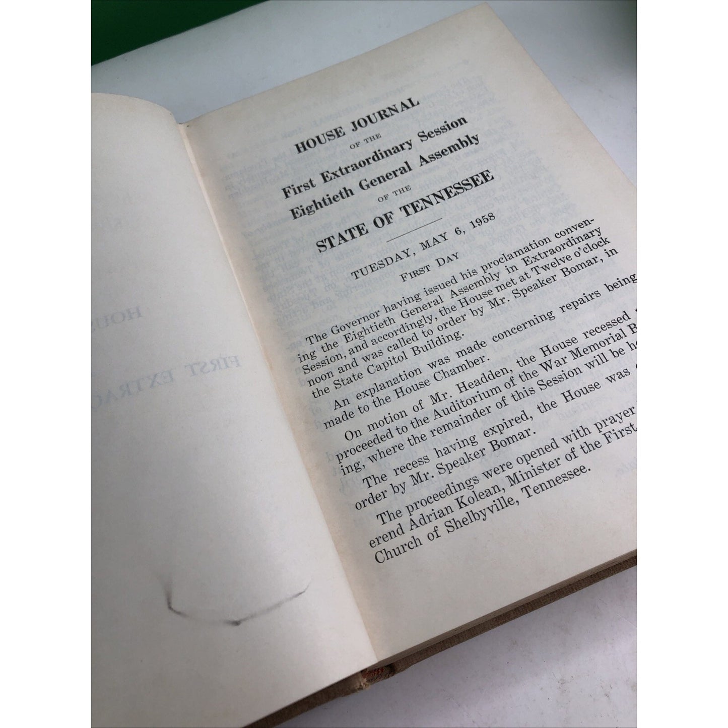House Journal Of First Extraordinary Session Eightieth General Assembly Of Tenn