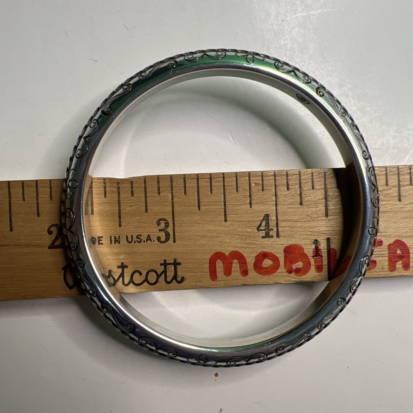 Brighton Silver Tone Bangle Bracelet Etched Design