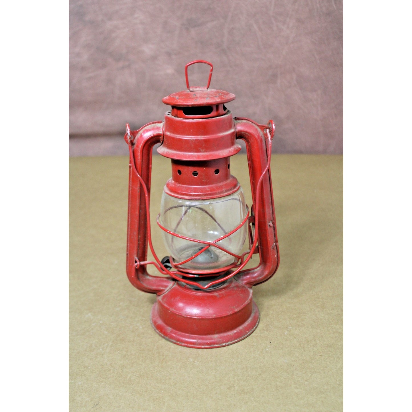 Vintage Pair of Red Kerosene Lanterns, Oil Lamps, 1 Swallow Brand, 10.5" H