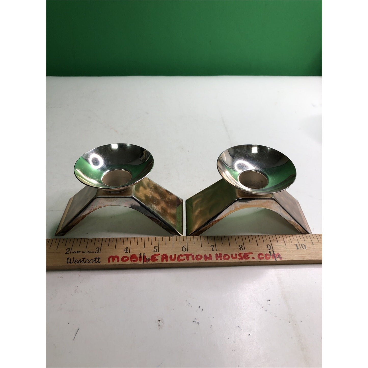 WMF IKORA (Set of 2) Germany Silverplate Candle Holders #4847 Preowned