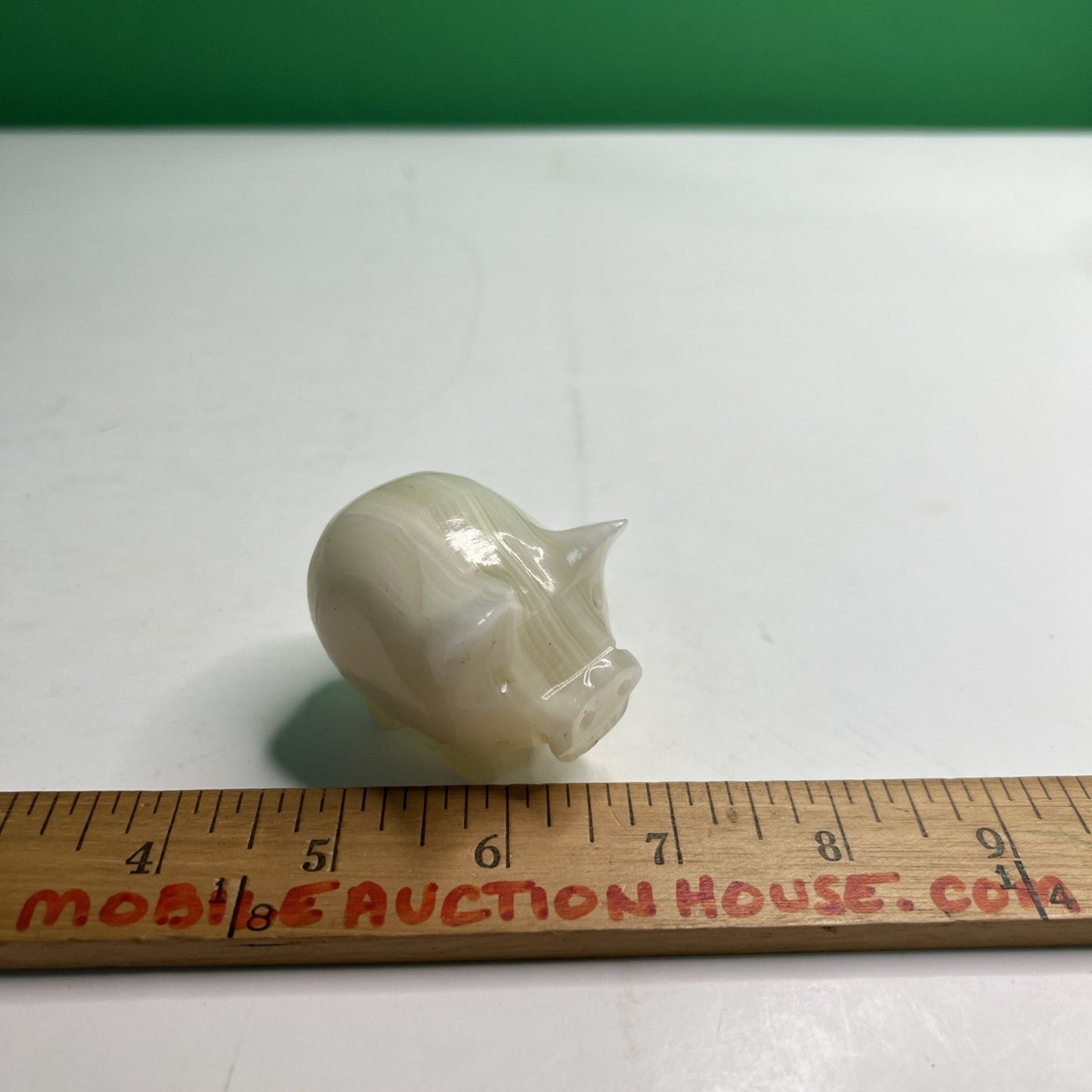 Carved White Opaque Quartz Stone Pig Figurine Healing Stone Free Shipping!
