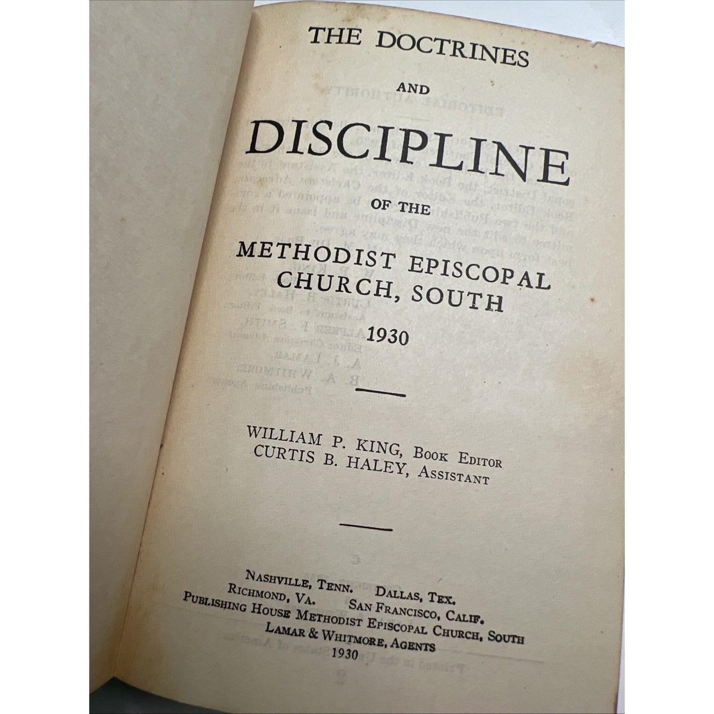 The Doctrines and Discipline of the Methodist Episcopal Church, South 1930 HC