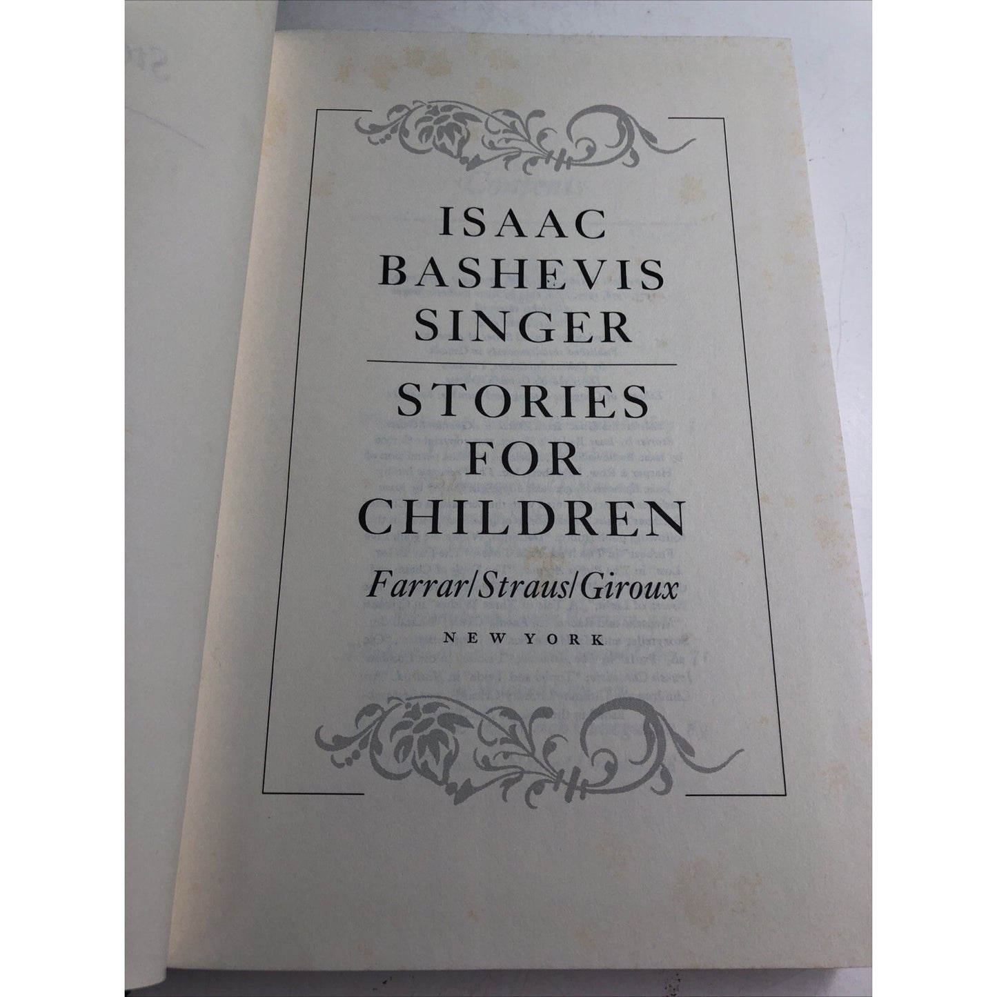 ISAAC BASHEVIS SINGER Stories For Children First Edition 1984 SIGNED BY AUTHOR