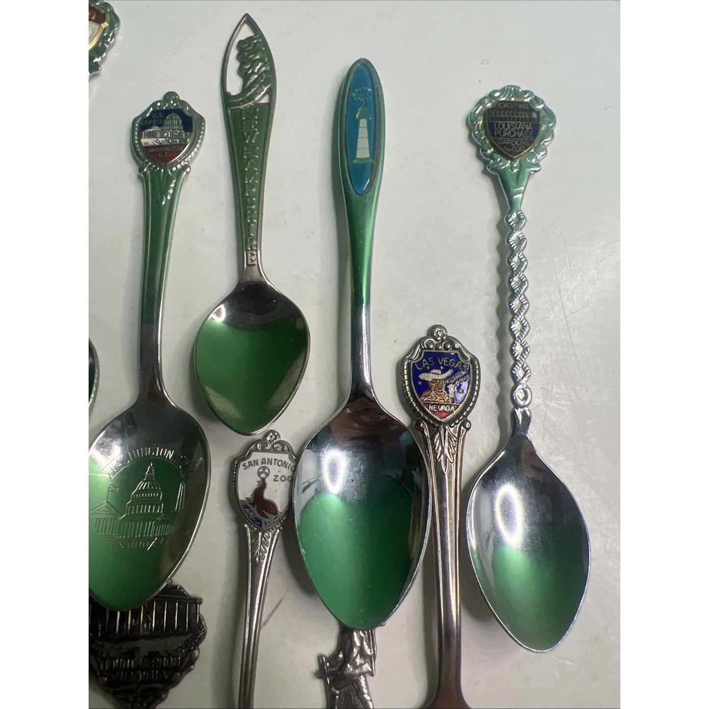 Assorted Souvenir Collectible 20 Spoon Lot Silver Metal US Travel Theme