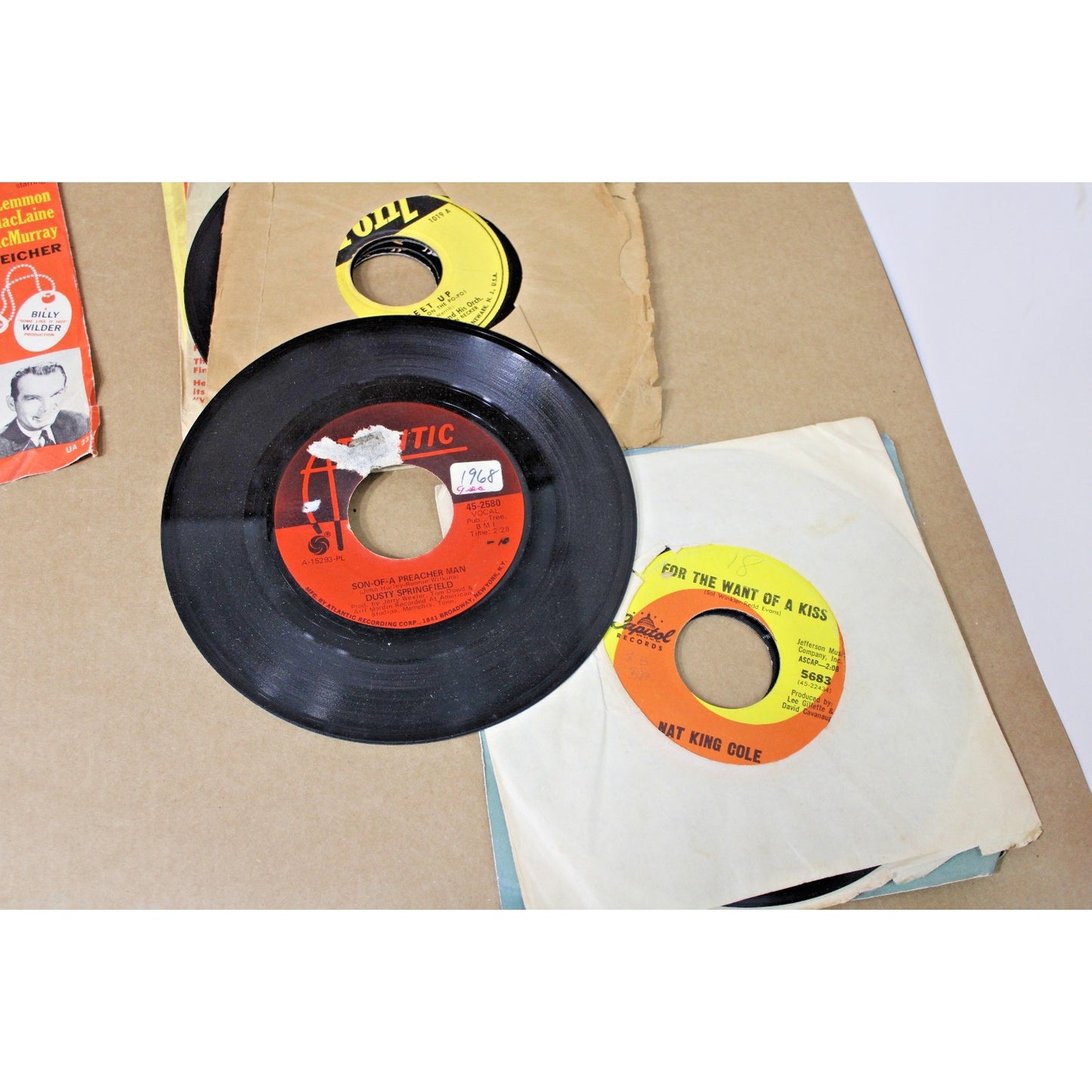 Lot of 14 Vintage 45s 1950s-1960s, Dusty Springfield, Leslie Gore, Nat King Cole