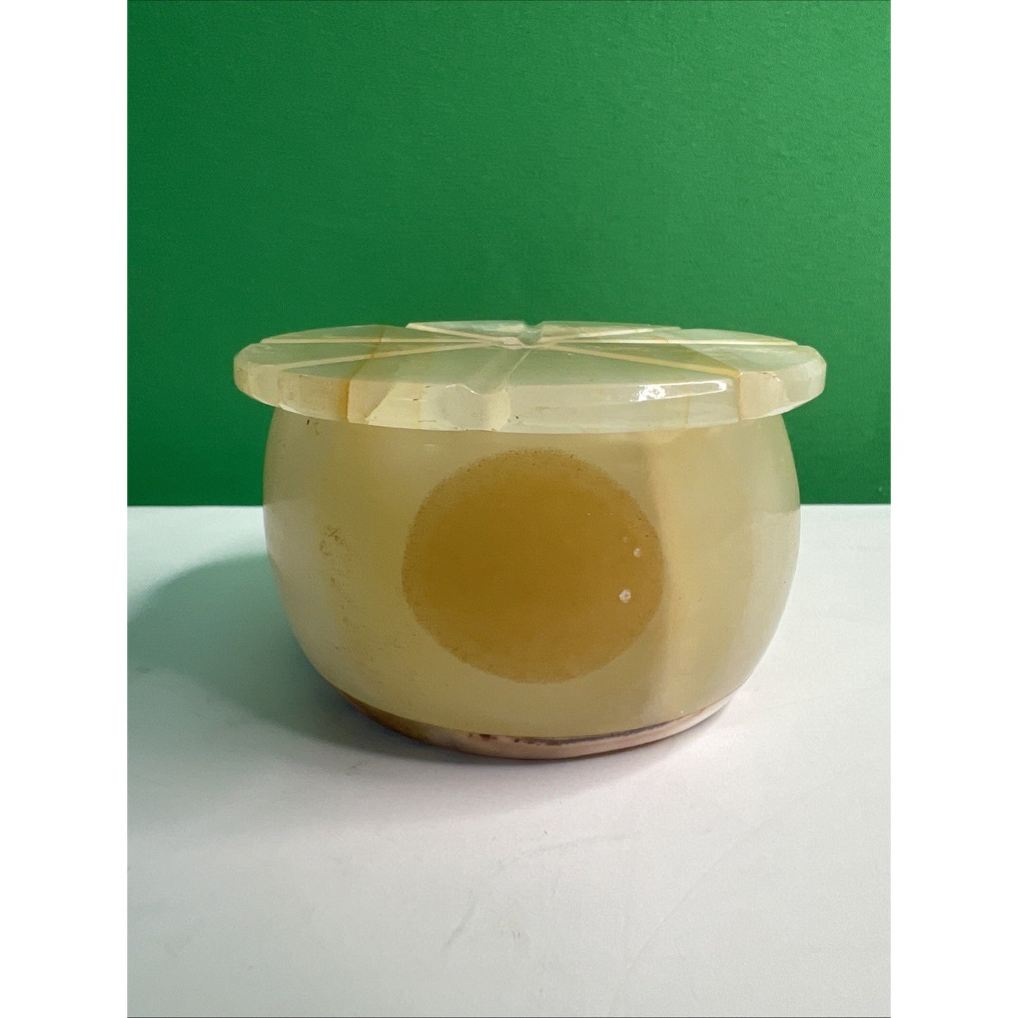 Carved Soapstone Small Box Round Trinket Vanity Natural Stone with Lid