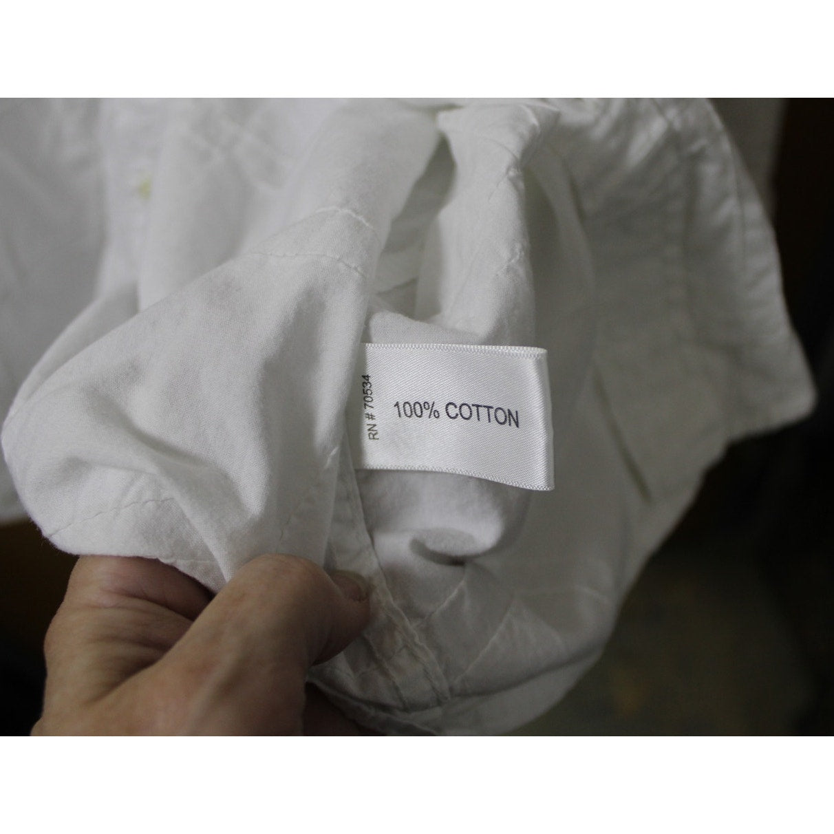 Orvis Men's Sz L White Textured Grid Stitch Long Sleeve Cotton Button Up Shirt