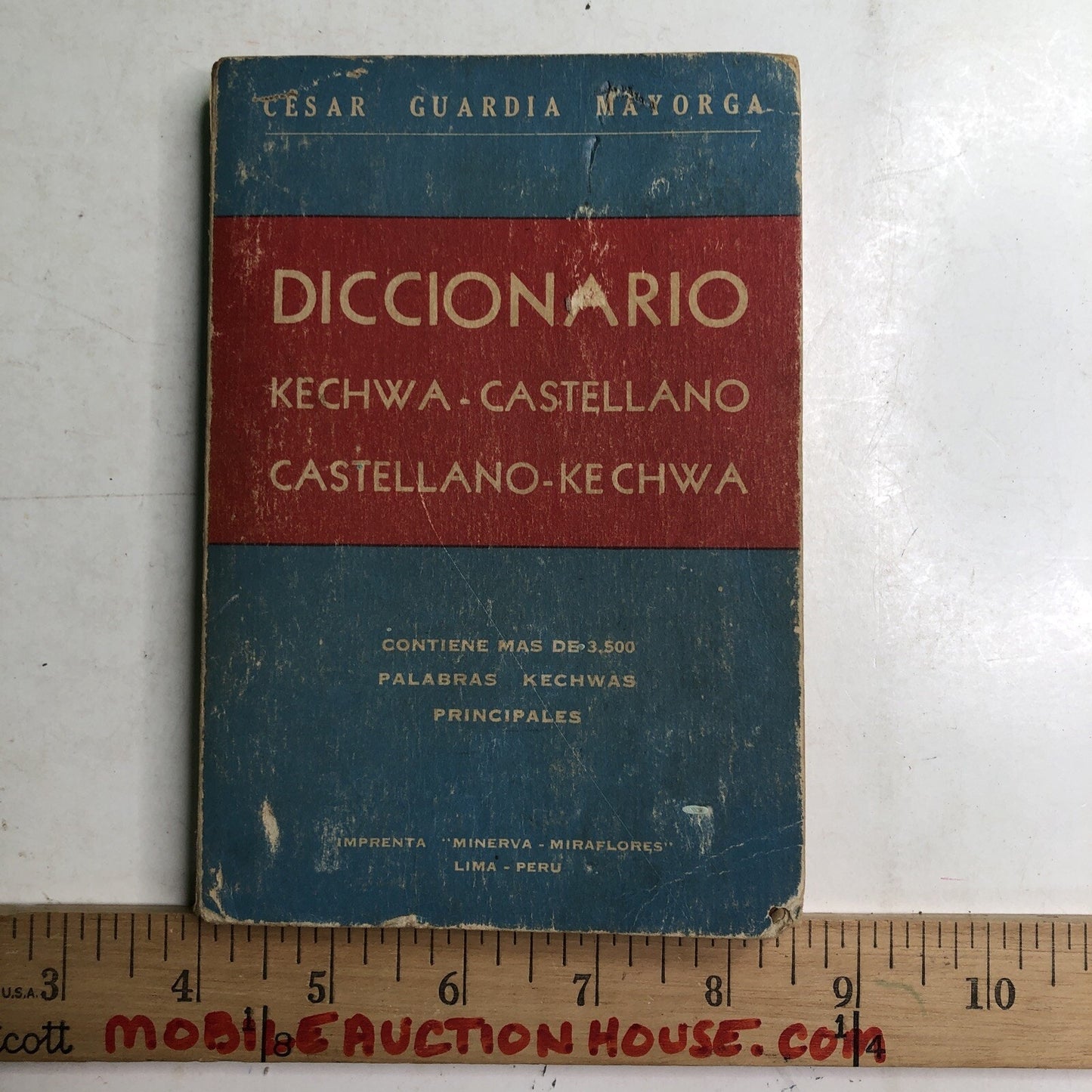 1959 DICCIONARIO KECHWA - CASTELLANO CASTELLANO-KECHWA Minerva Miraflores PB