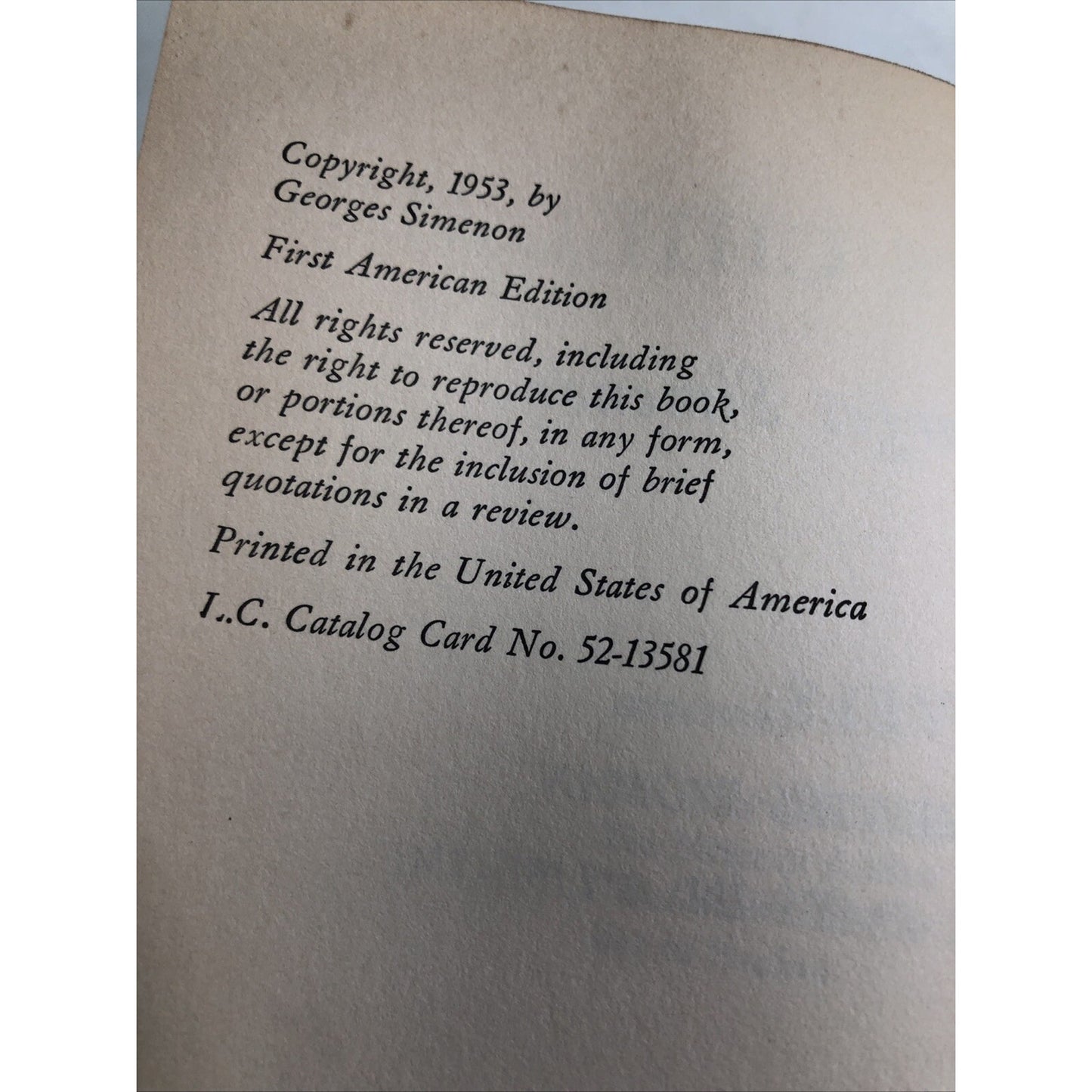 1953 Vintage Book: Satan's Children By Georges Simenon First American Edition