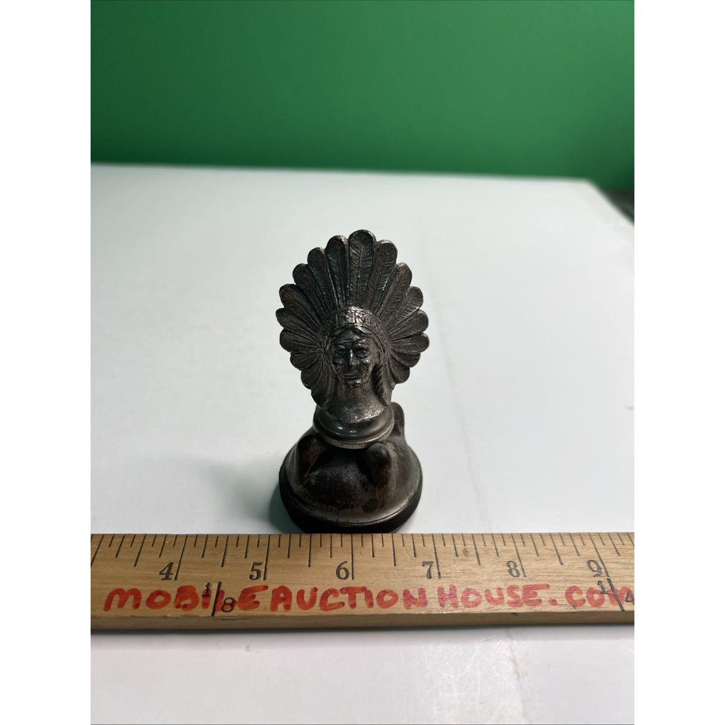 Vintage Metal Indian Chief Radiator Cap Hood Ornament Pontiac Rat Rod No Marks