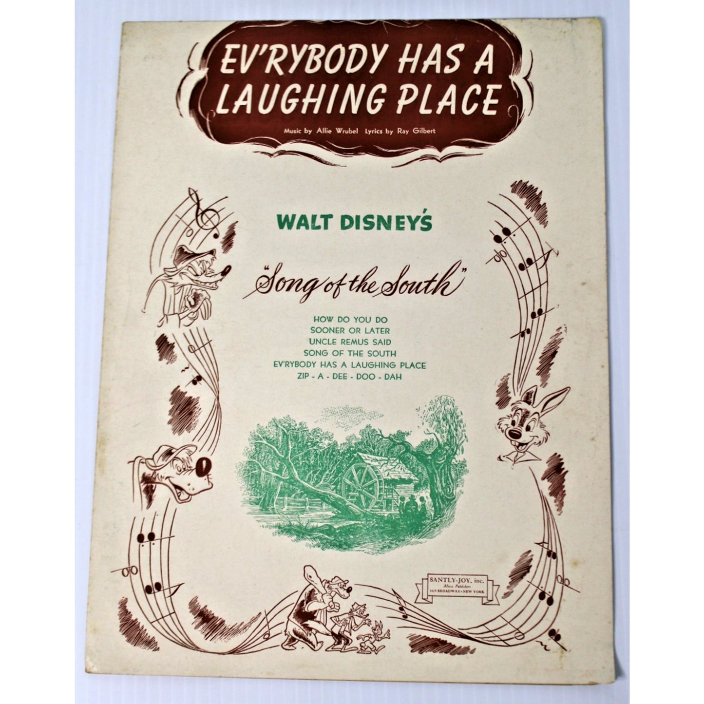 Rare 1946 Disney's Song of the South Sheet Music- Ev'rybody Has A Laughing Place