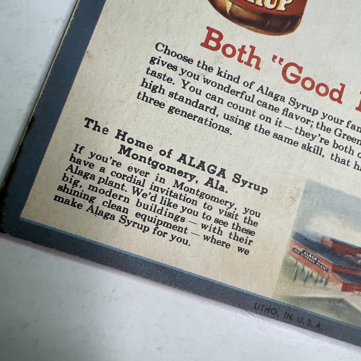 1949 Alaga Syrup Recipe Booklet Alabama Georgia Company History AL GA Montgomery