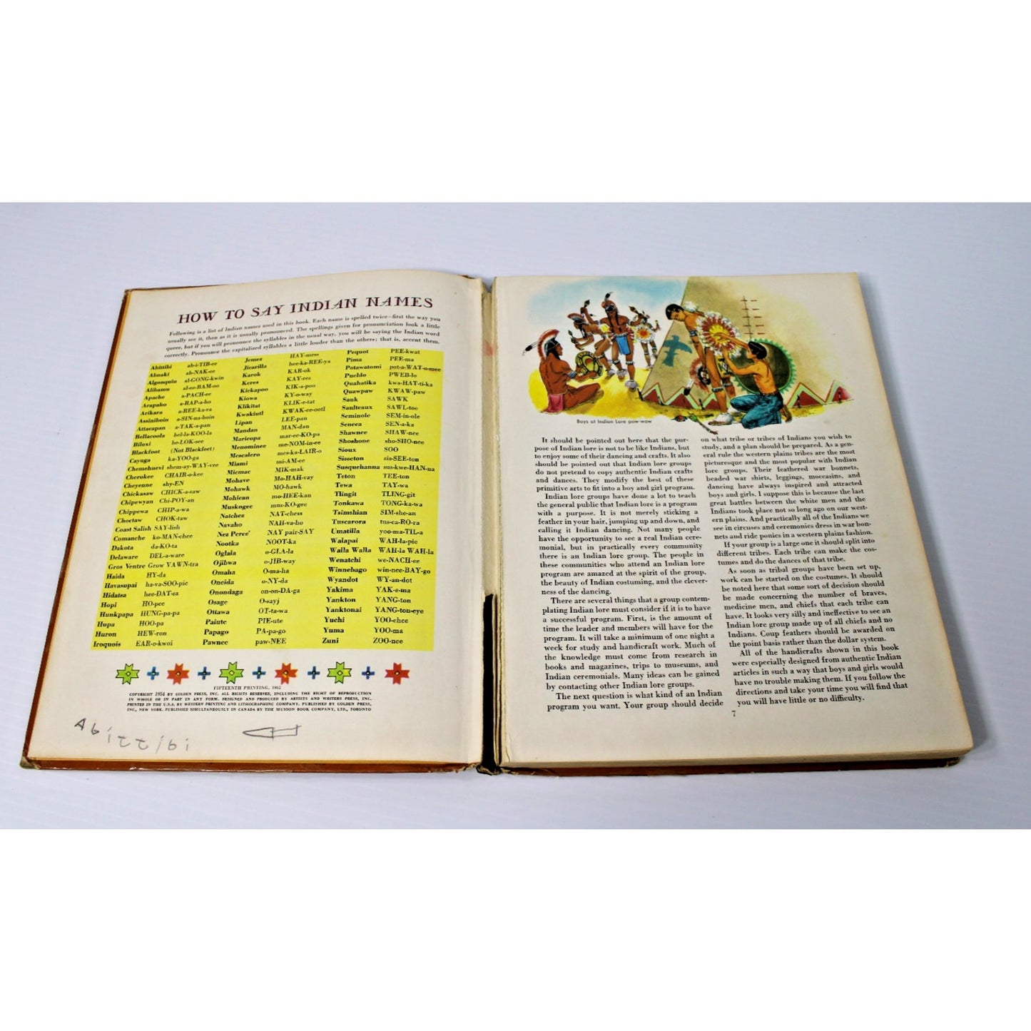 1962 The Golden Book of Indian Crafts and Lore by W. Ben Hunt, 15th Printing HC