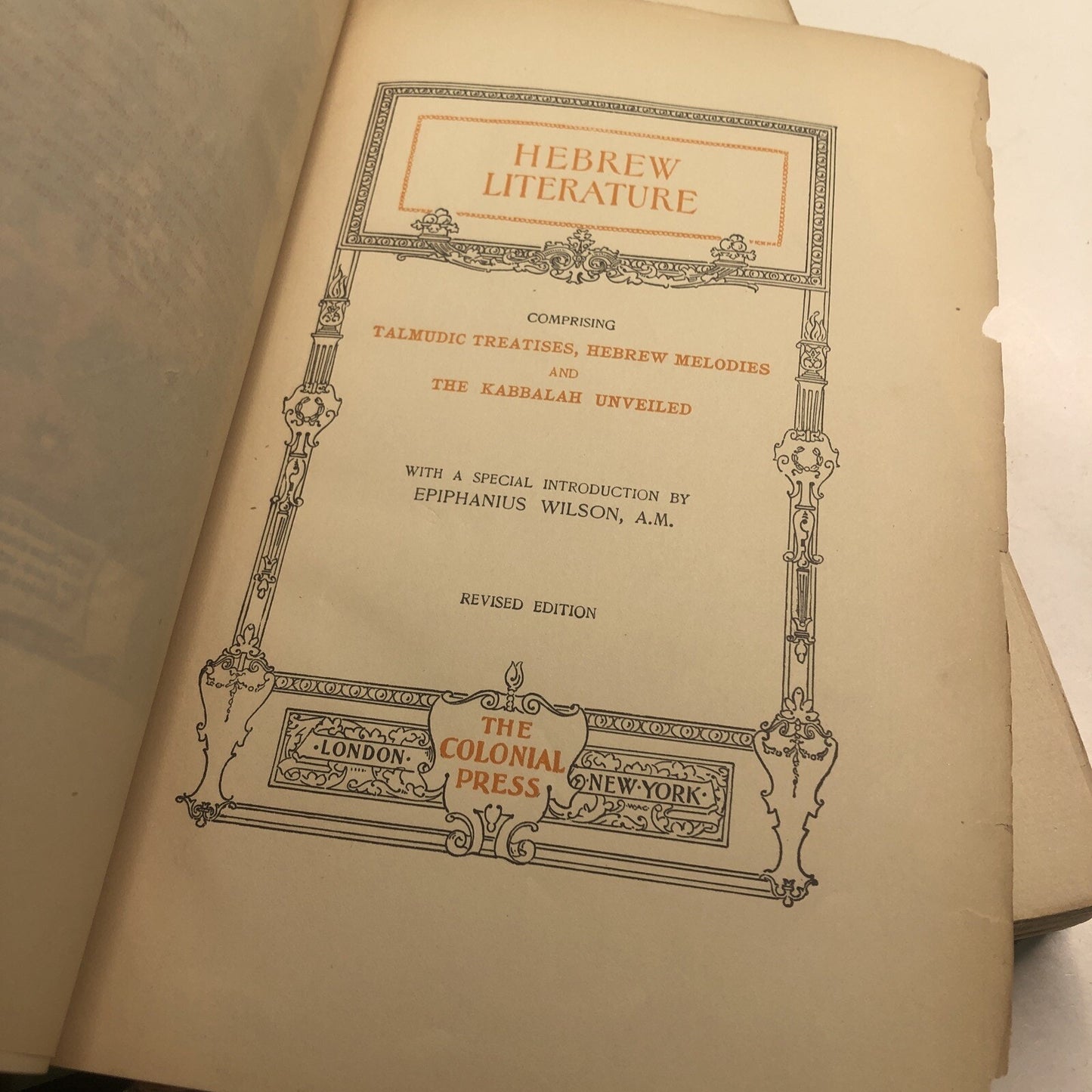 Hebrew Literature Hebrew Melodies And The Kabbala Unveiled Revised 1901 HC