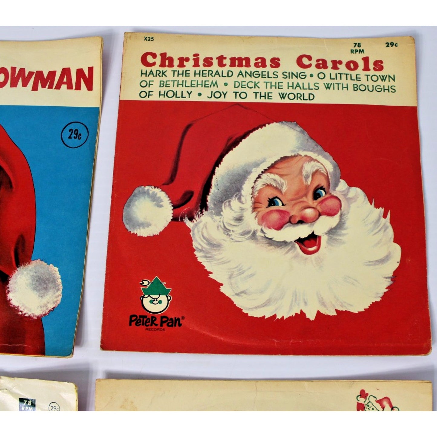 Children's Christmas 78 RPM Record + Sleeves Lot: Frosty, Rudolph, Santa Claus