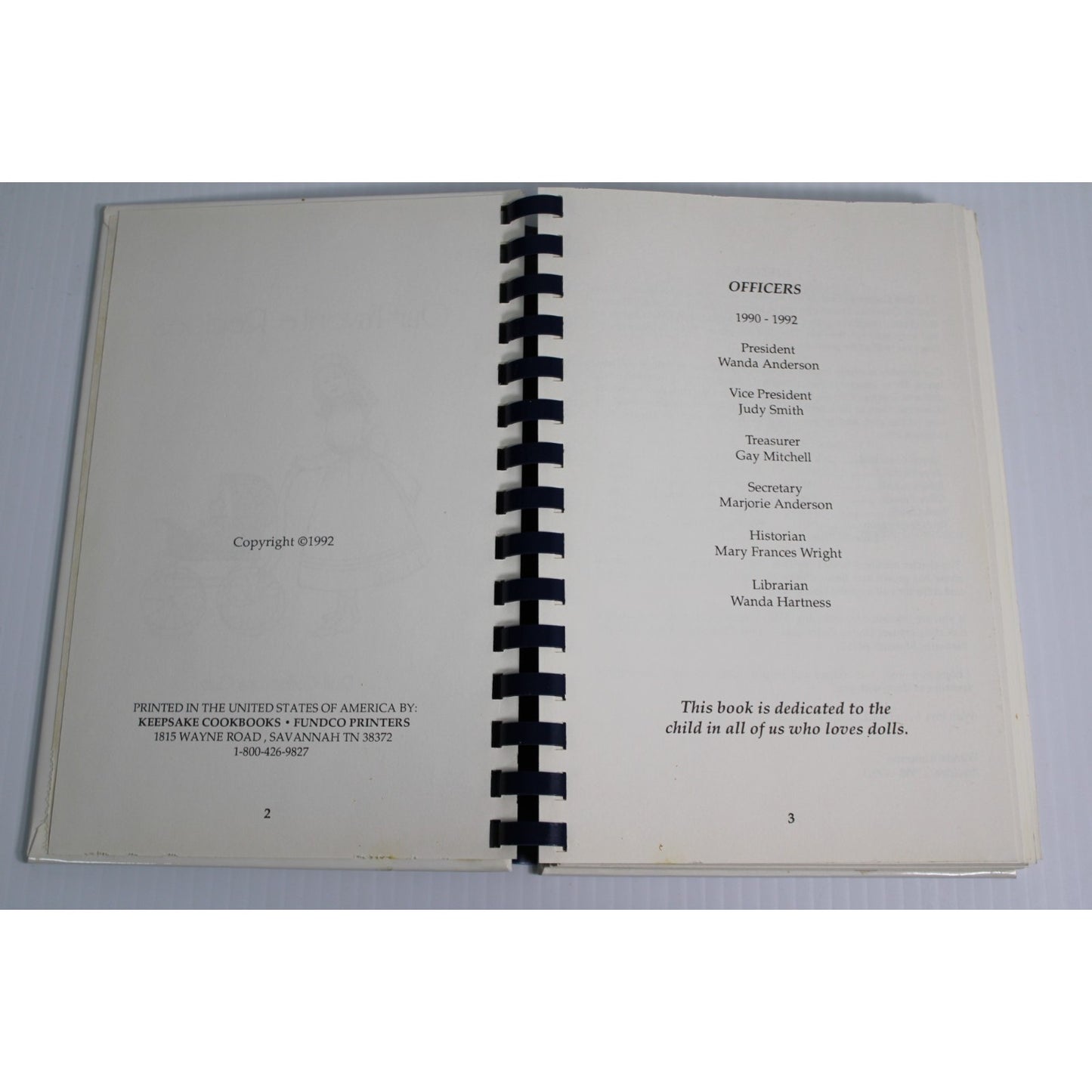 Vintage 1992 Doll Collectors Club of Irving Texas Cookbook Our Favorite Recipes